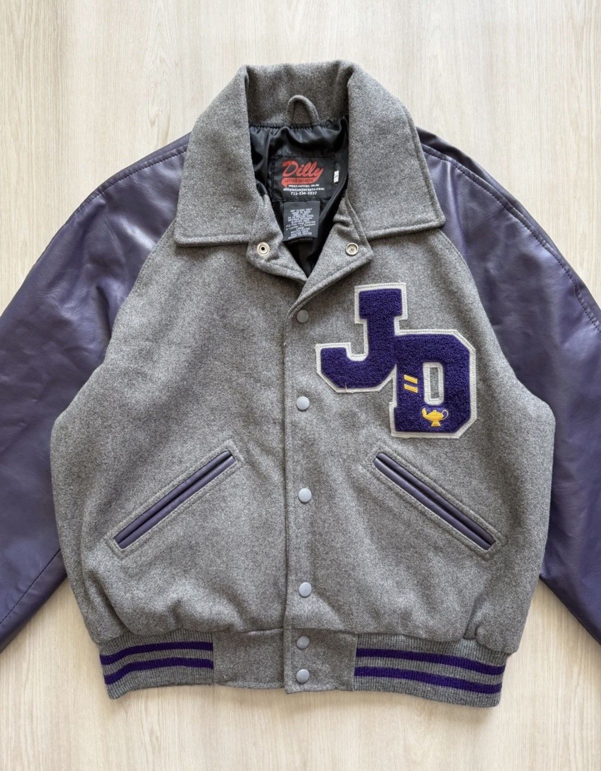 Other Dilly Varsity Letterman Bomber GrayPurple JD Genie Lamp Sz S Size US S / EU 44-46 / 1 - 2 Thumbnail