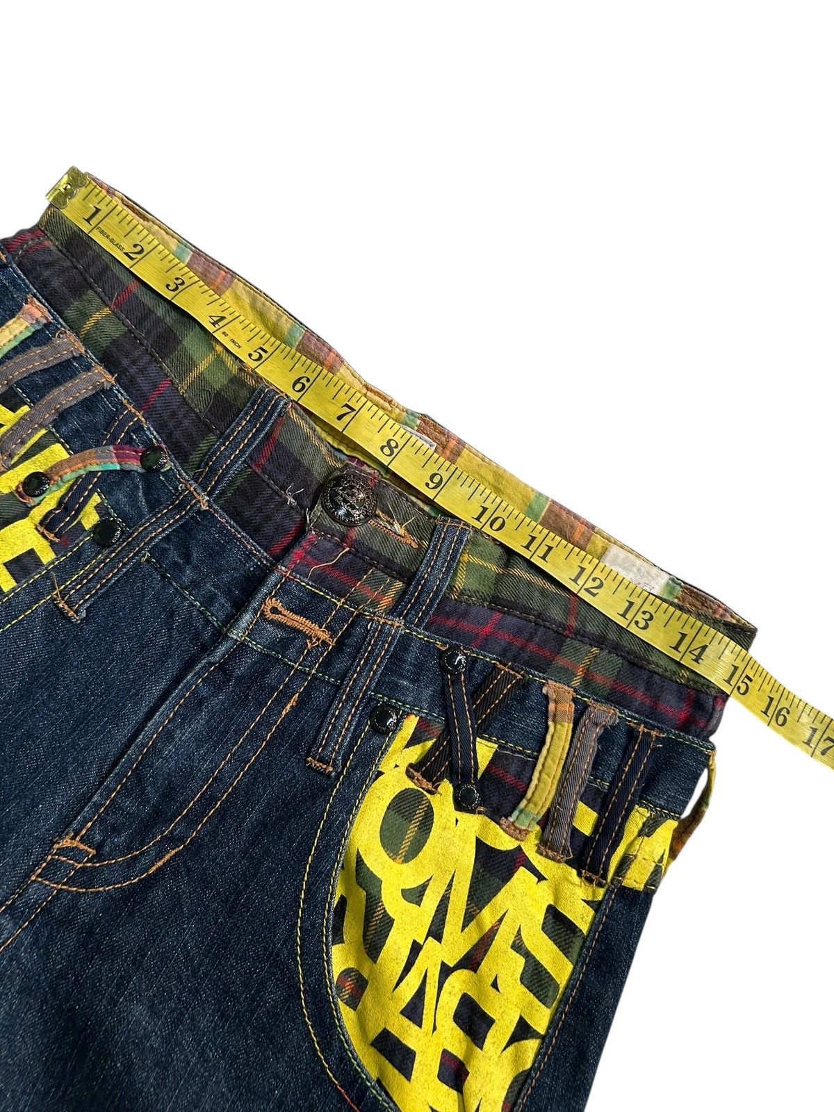 Japanese Brand × Kapital × Vintage Double Waist Japanese Punk Rock Denim Jeans Size US 30 / EU 46 - 14 Thumbnail