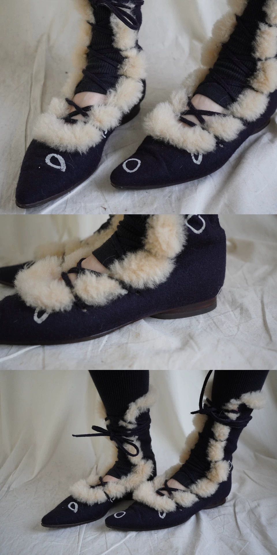 mina perhonen MinaPerhonen 2000s Hand-Painted Fur Boots 9/10 EU36.5 Size US 6 / IT 36 - 8 Thumbnail