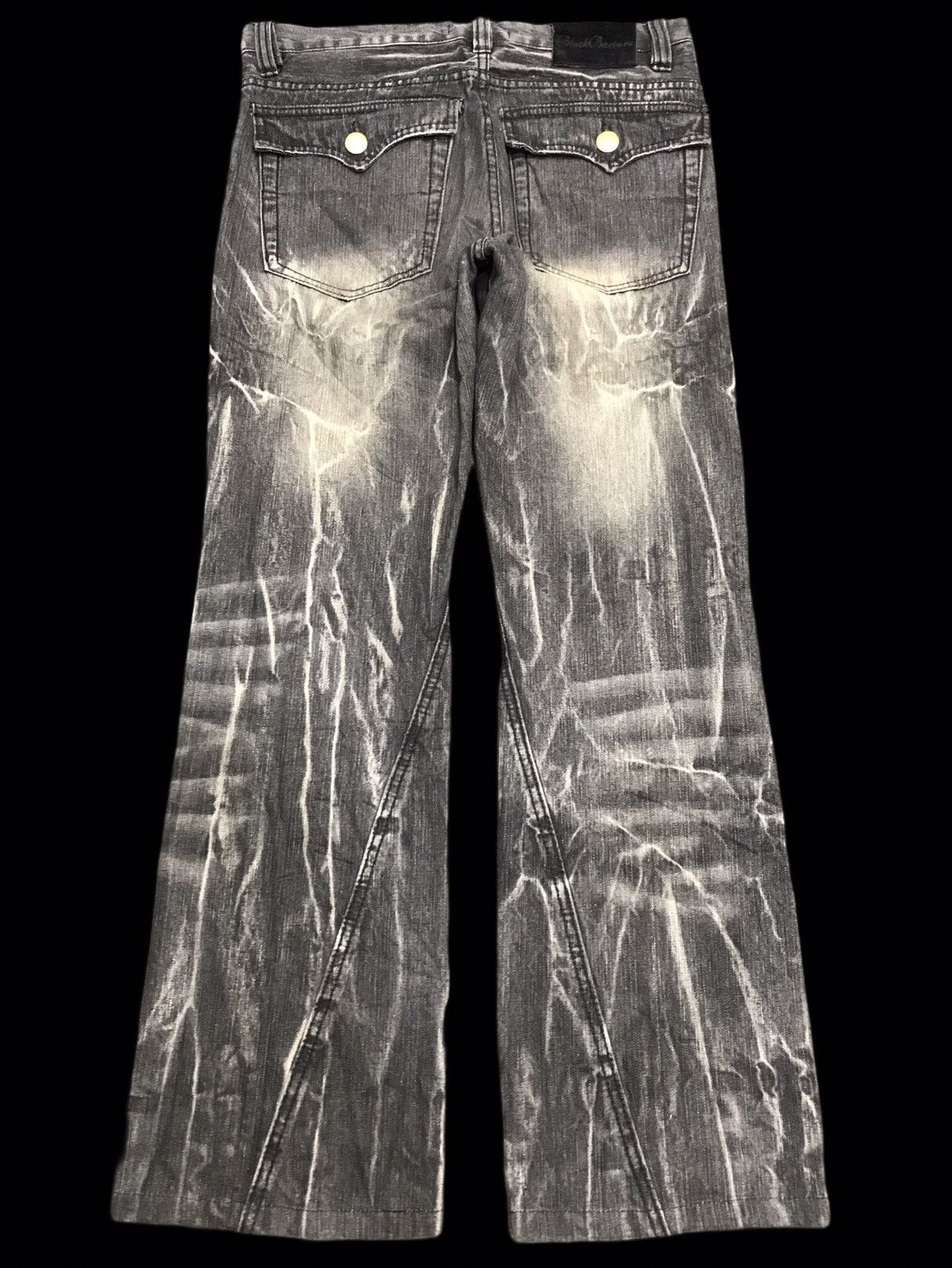 Seditionaries 💥FLARE💥Black Baccara Sick Fade Flare Distressed Denim F390 Size US 31 - 2 Thumbnail
