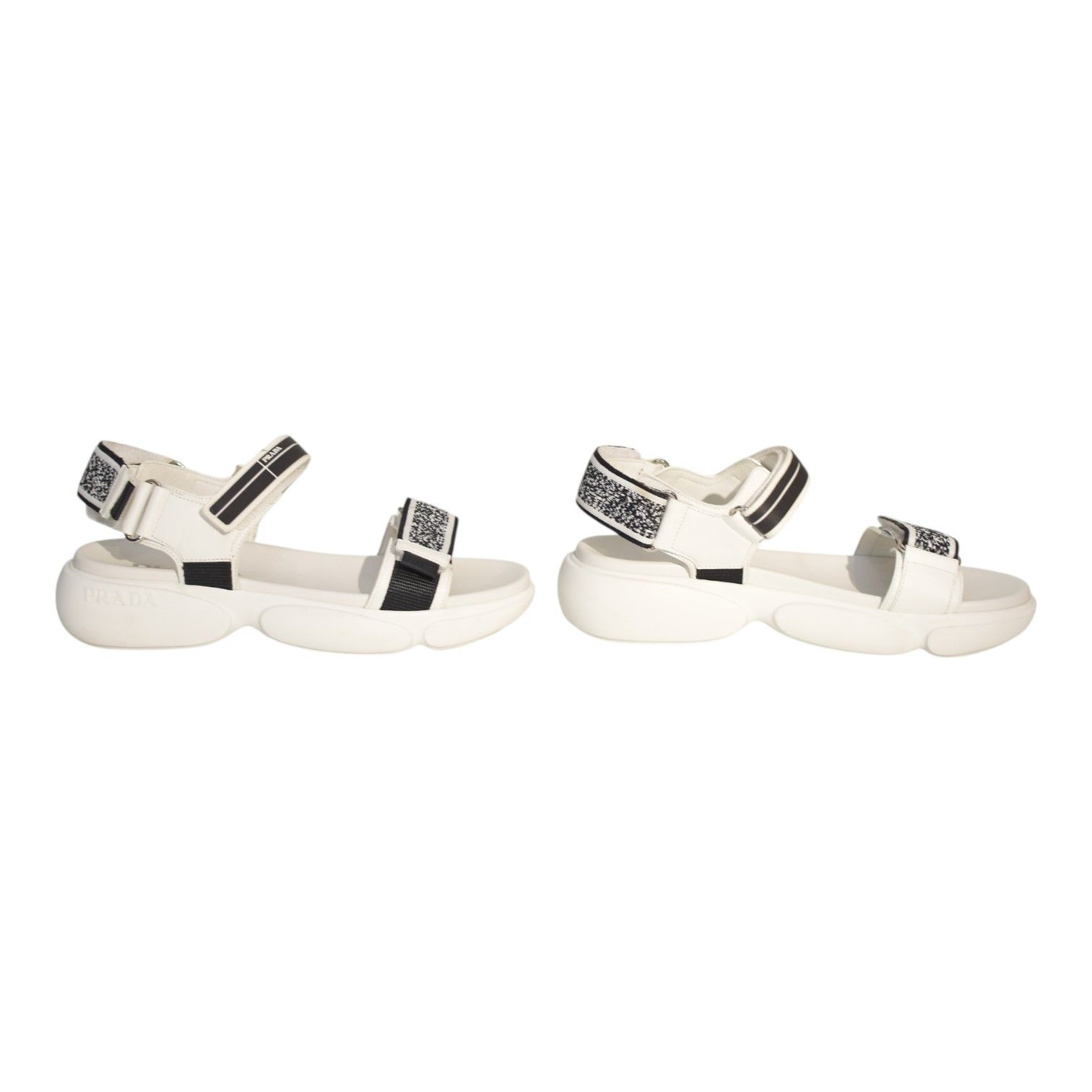 Prada PRADA Cloudbust Logo-Embossed Rubber & Leather Sandals 37.5 Size US 7.5 / IT 37.5 - 4 Thumbnail