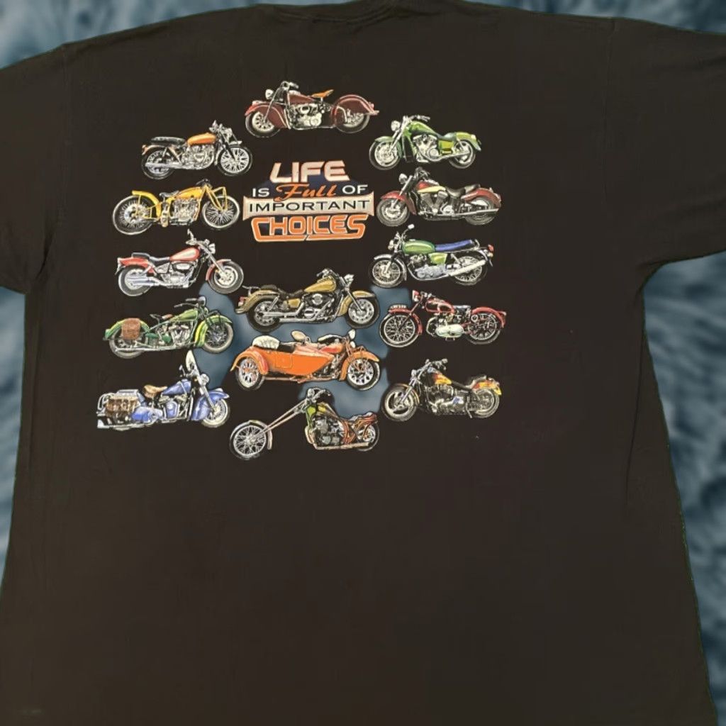 Vintage VINTAGE 90s Biker Lifes Full Of Choices Motorcycle VTG Shirt Mens 2XL Black Mens Short Sleeve T-Shirt 1990s Size US XXL / EU 58 / 5 - 1 Thumbnail