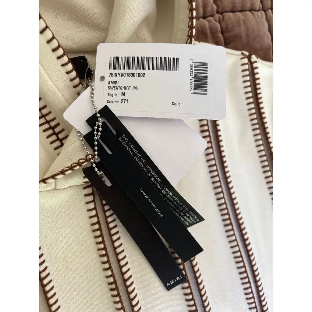 Amiri AMIRI Stitched Cotton Terry Hoodie in Alabaster Size US M / EU 48-50 / 2 - 6 Thumbnail