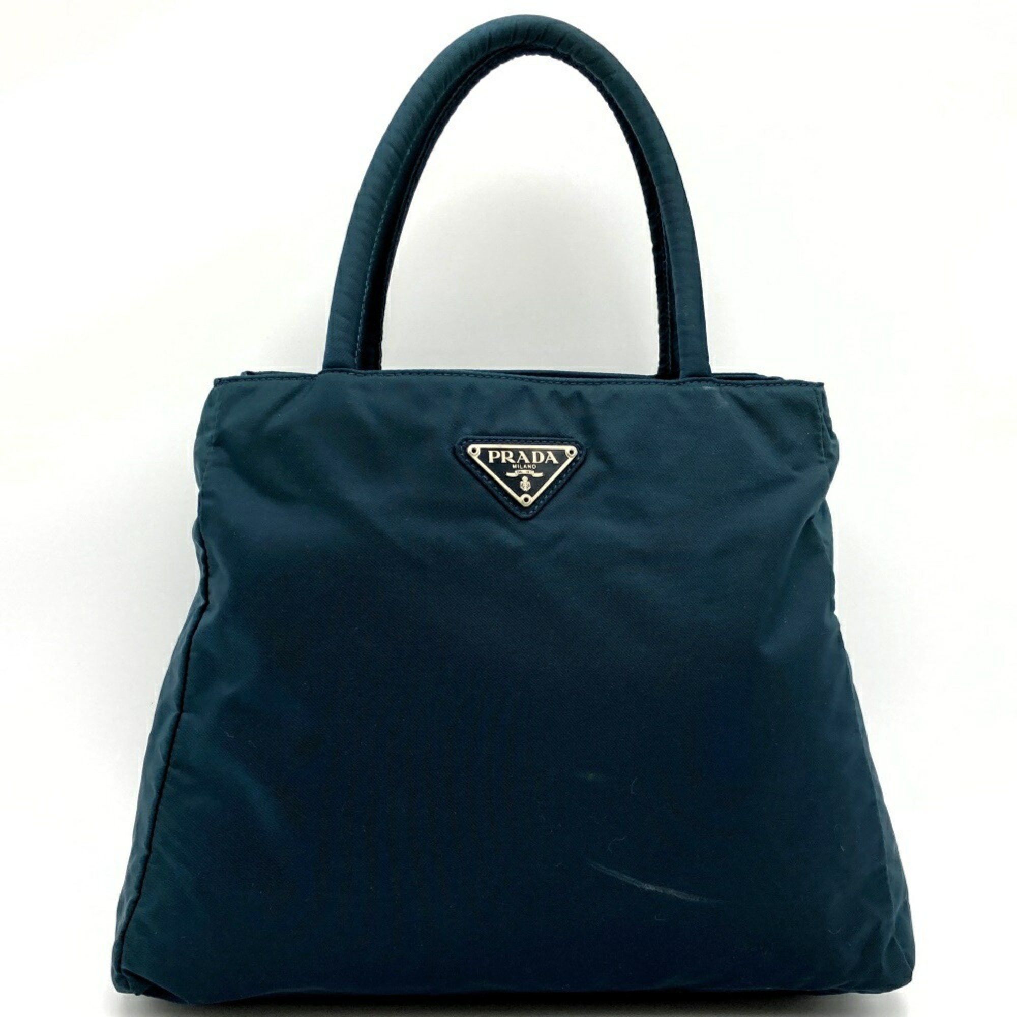 image of Prada Handbag Blue Green Nylon Triangle Prada, Women's