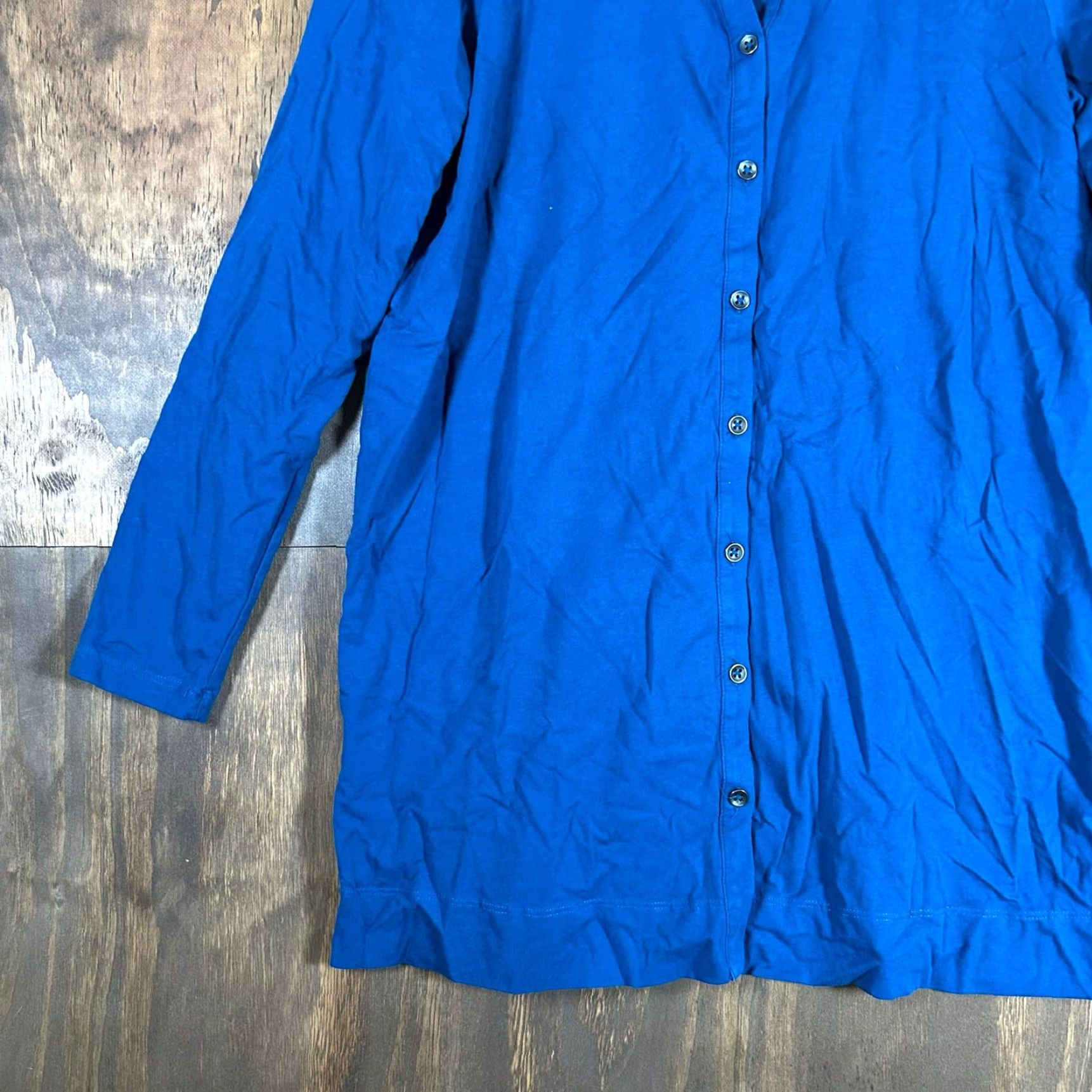 J. Jill J Jill Womens Blouse Button-Up Collared Long Sleeve Stretch Blue - Small - Casual Workwear Shirt Women Size S / US 4 / IT 40 - 3 Thumbnail