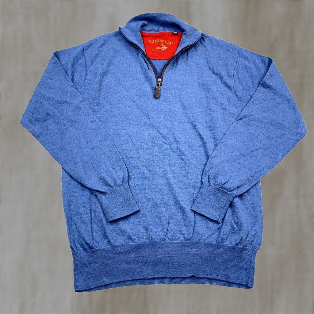 Orvis Orvis Sweater Men Medium Blue Pullover Quarter Zip Merino Wool Lightweight Knit 1/4 Zip Casual Classic Outdoor Mens Regular Size M Blue Size US M / EU 48-50 / 2 - 1 Thumbnail