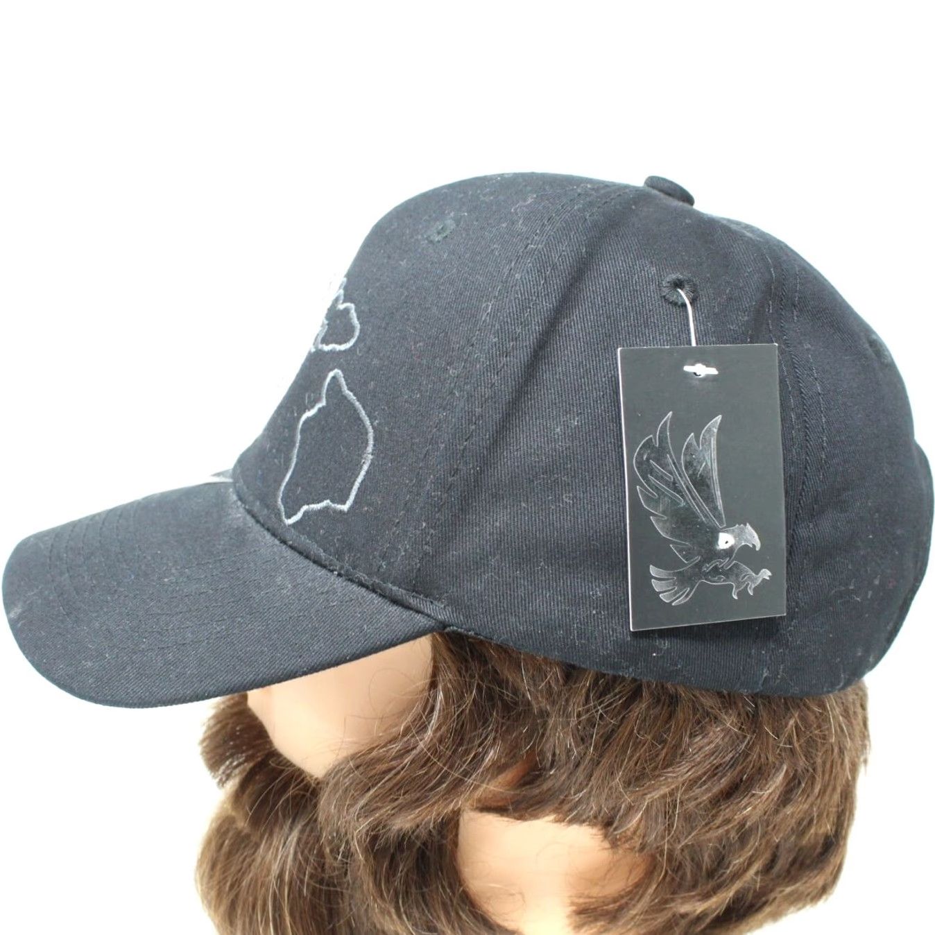 Vintage Black Eagle by Ace Caps Hat NWT Adjustable 100% Cotton Black Canvas Baseball Snapback Hat Mens One Size Black Eagle Cap Size ONE SIZE - 4 Thumbnail