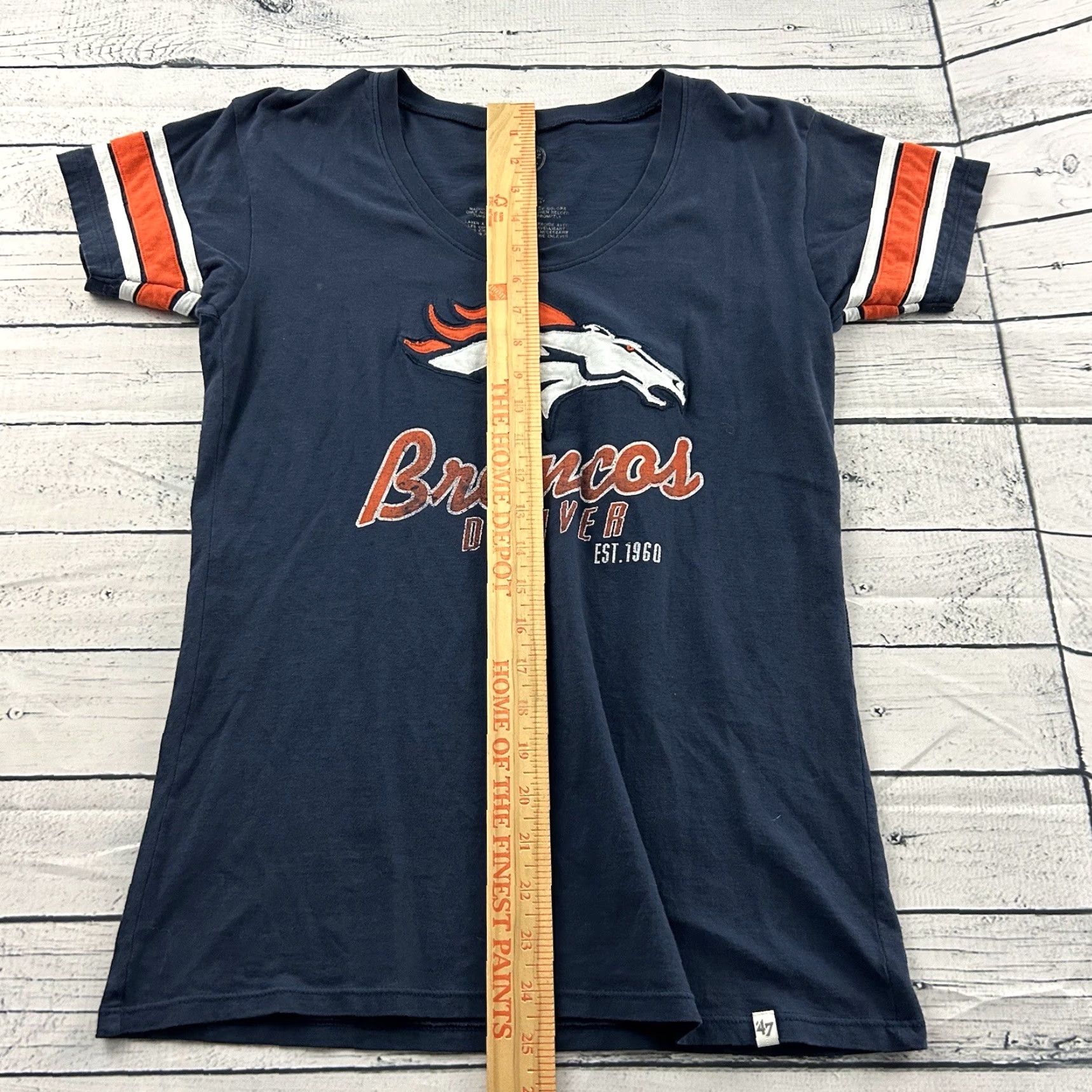 J Brand 47 Brand Denver Broncos Shirt Short Sleeve Women's Large Blue Orange Size L / US 10 / IT 46 - 4 Thumbnail