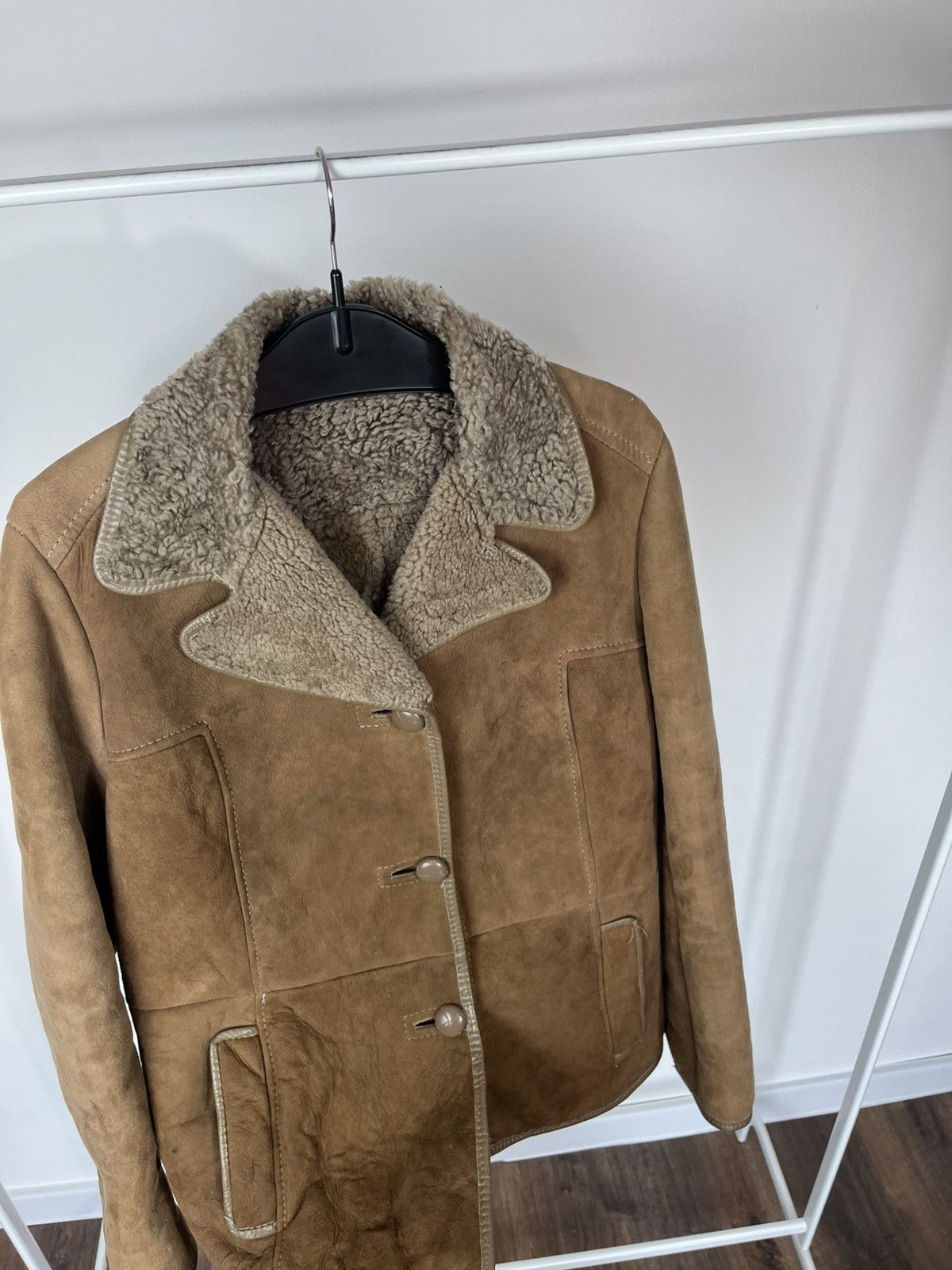 Other Vintage Shearling Sheepskin Coat Brown Real Fur Jacket UK Size M / US 6-8 / IT 42-44 - 7 Thumbnail