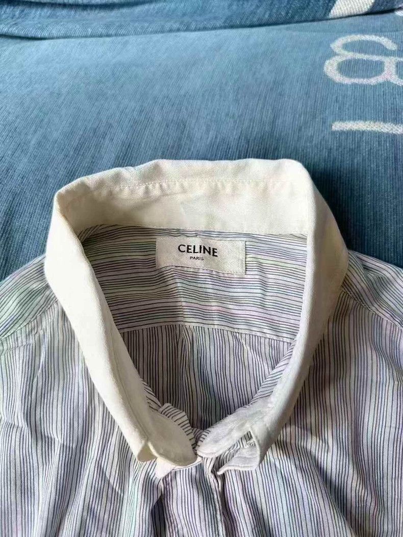 Celine Celine Striped Silk ButtonUp Shirt Size US L / EU 52-54 / 3 - 3 Thumbnail