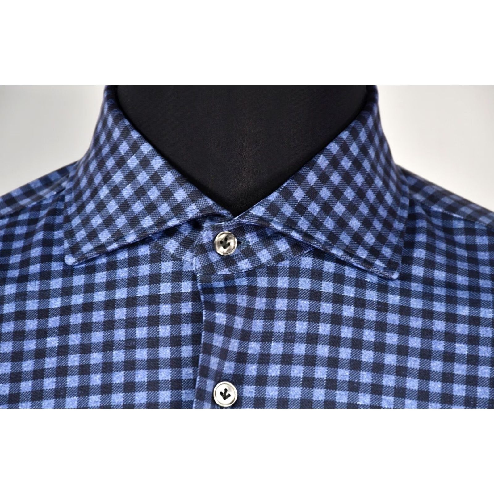 Vintage Orian Shirt Slim Check Stretch 43 Blue Men Slim Regular Size 43/17 Button-Up Collared Long Sleeve Size US XL / EU 56 / 4 - 5 Thumbnail