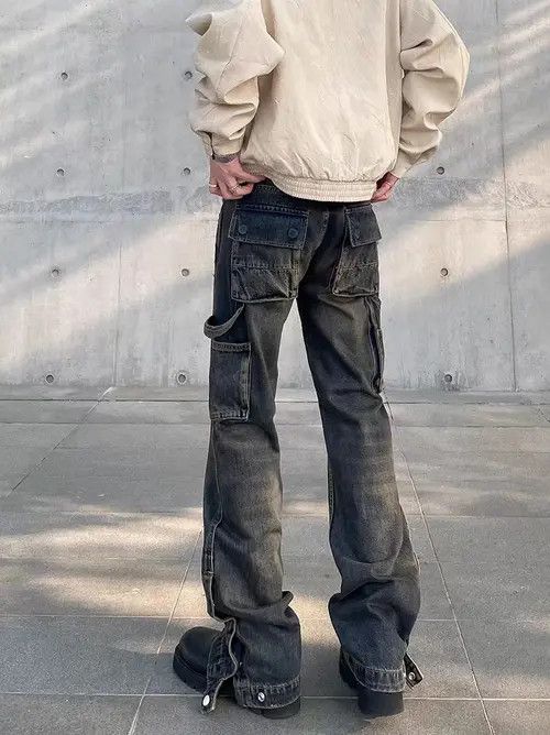 VIBE Nostalgic washed workwear-breasted micro-flare jeans Size US 32 / EU 48 - 2 Thumbnail