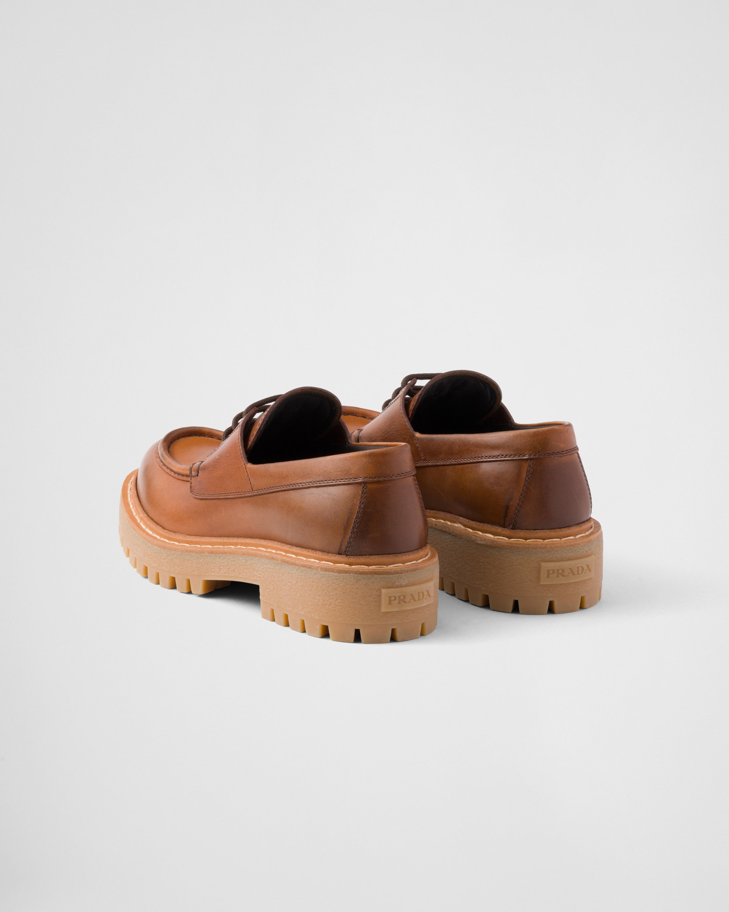 Prada o1mt1gz0925 Laced Leather Loafers in Brown Size US 9 / IT 39 - 4 Thumbnail