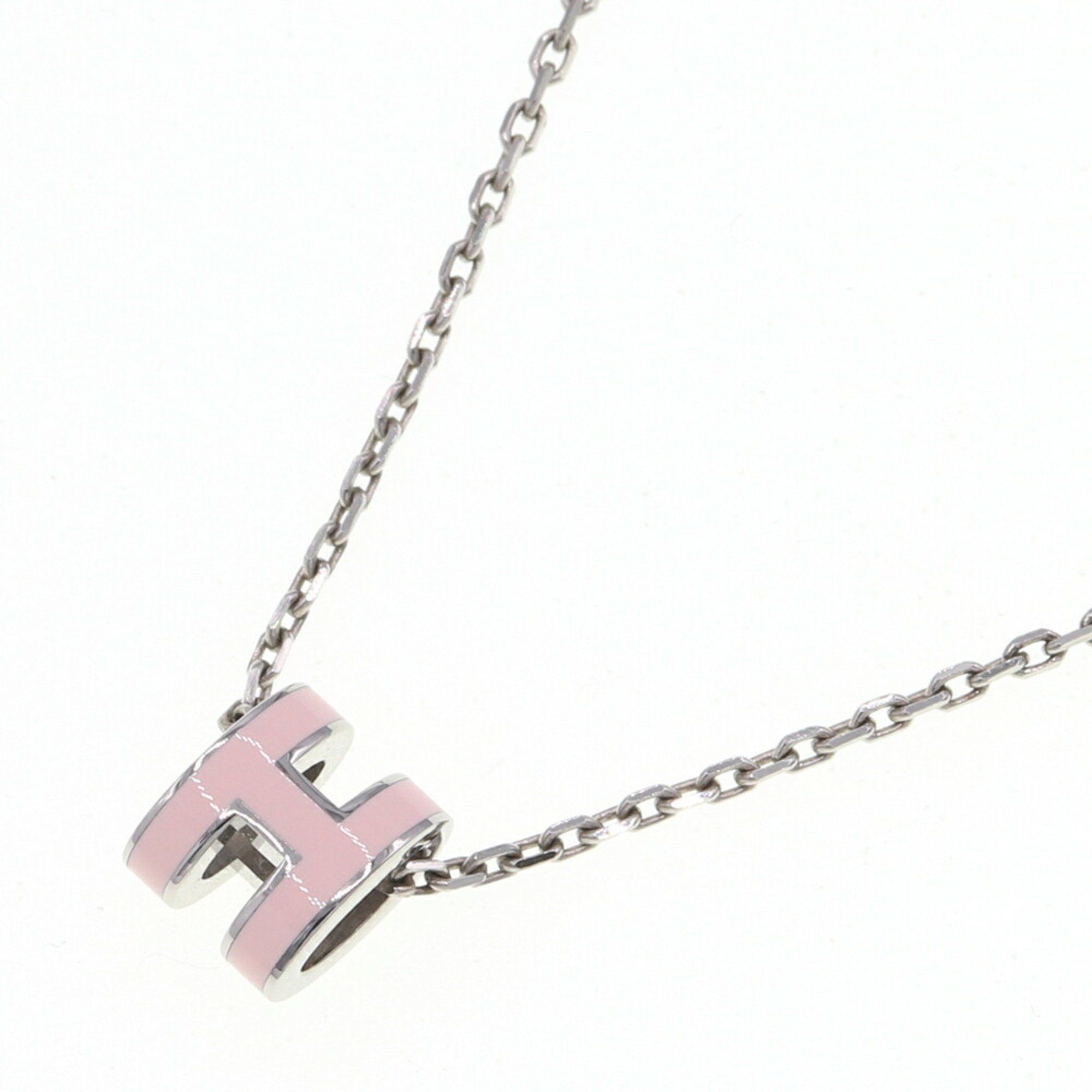 image of Hermes Necklace Pop Ash Pink Silver Metal H Cube Ladies Pendant Chain Hermes, Women's