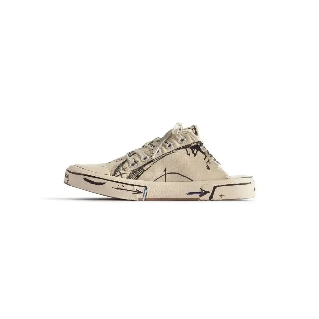 Balenciaga o1bcso1str0126 Paris Sketch Mules in Beige Size US 11 / IT 41 - 3 Thumbnail