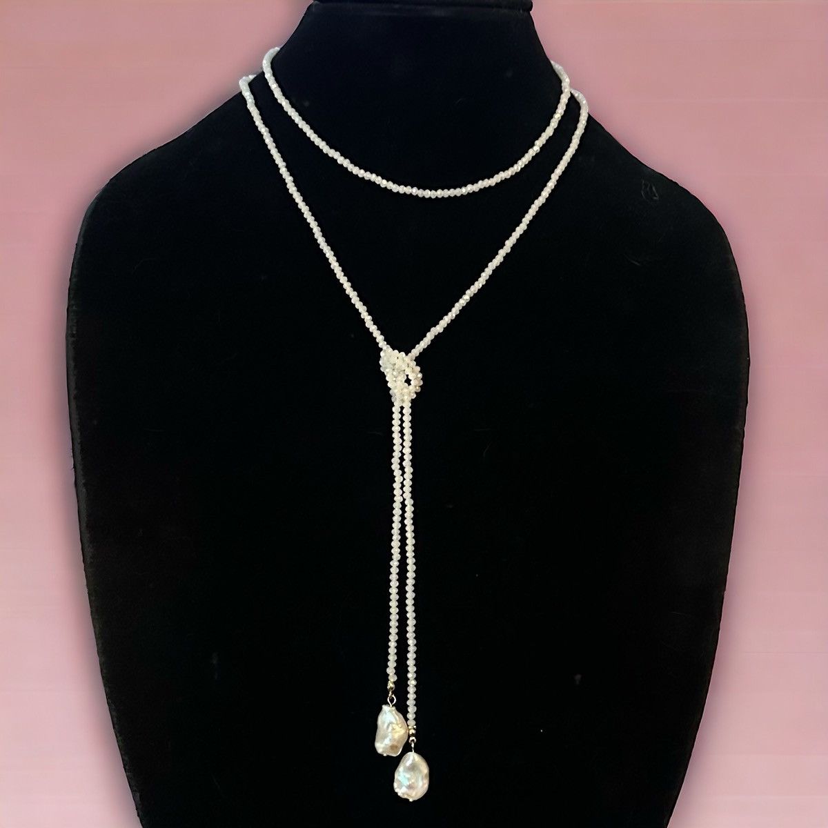 Other Frenzy sparkly white glass bead lariat necklace Size ONE SIZE - 1 Thumbnail