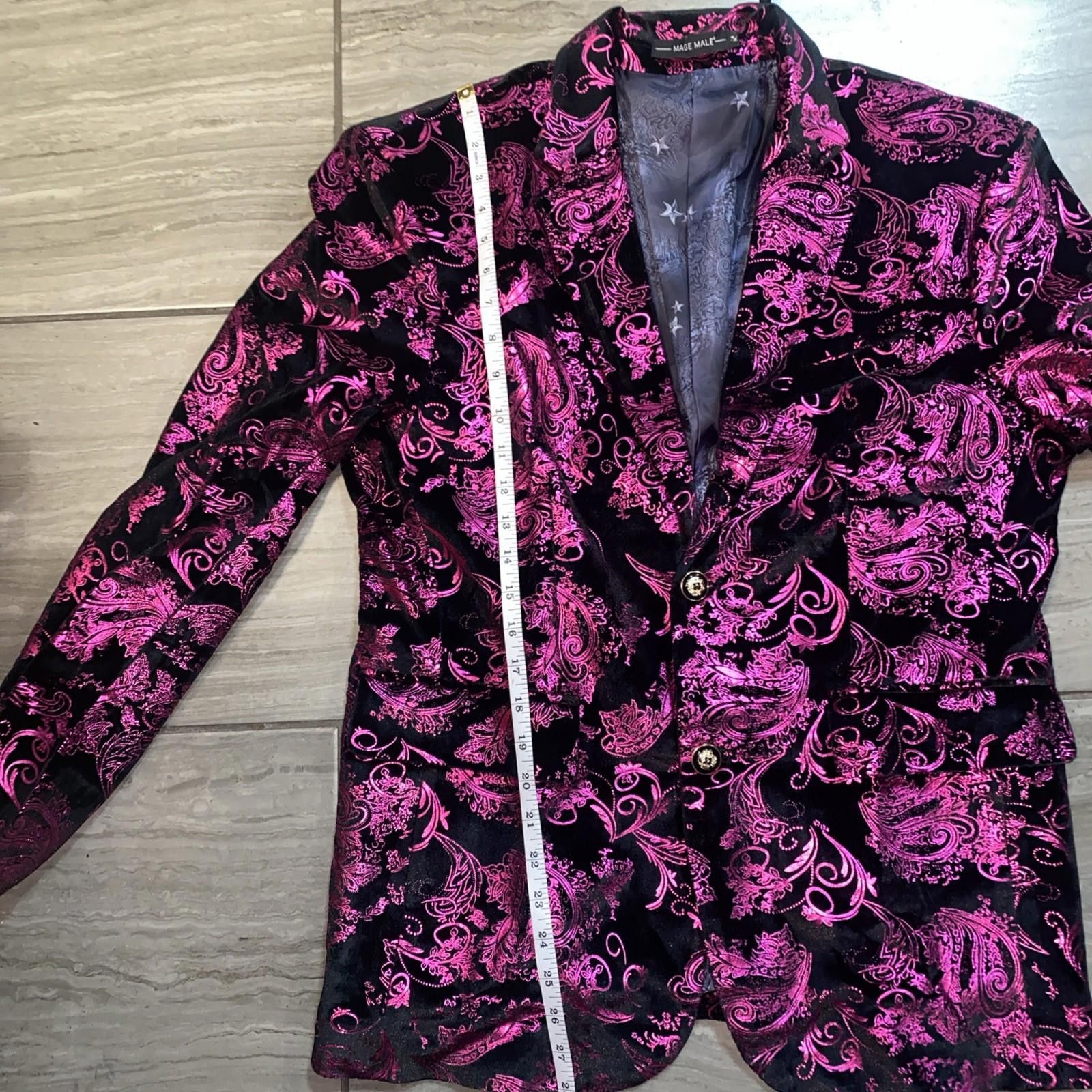 Other Mage Male Men Suit Jacket Size Medium Purple Pink Paisley Size 38R - 5 Thumbnail