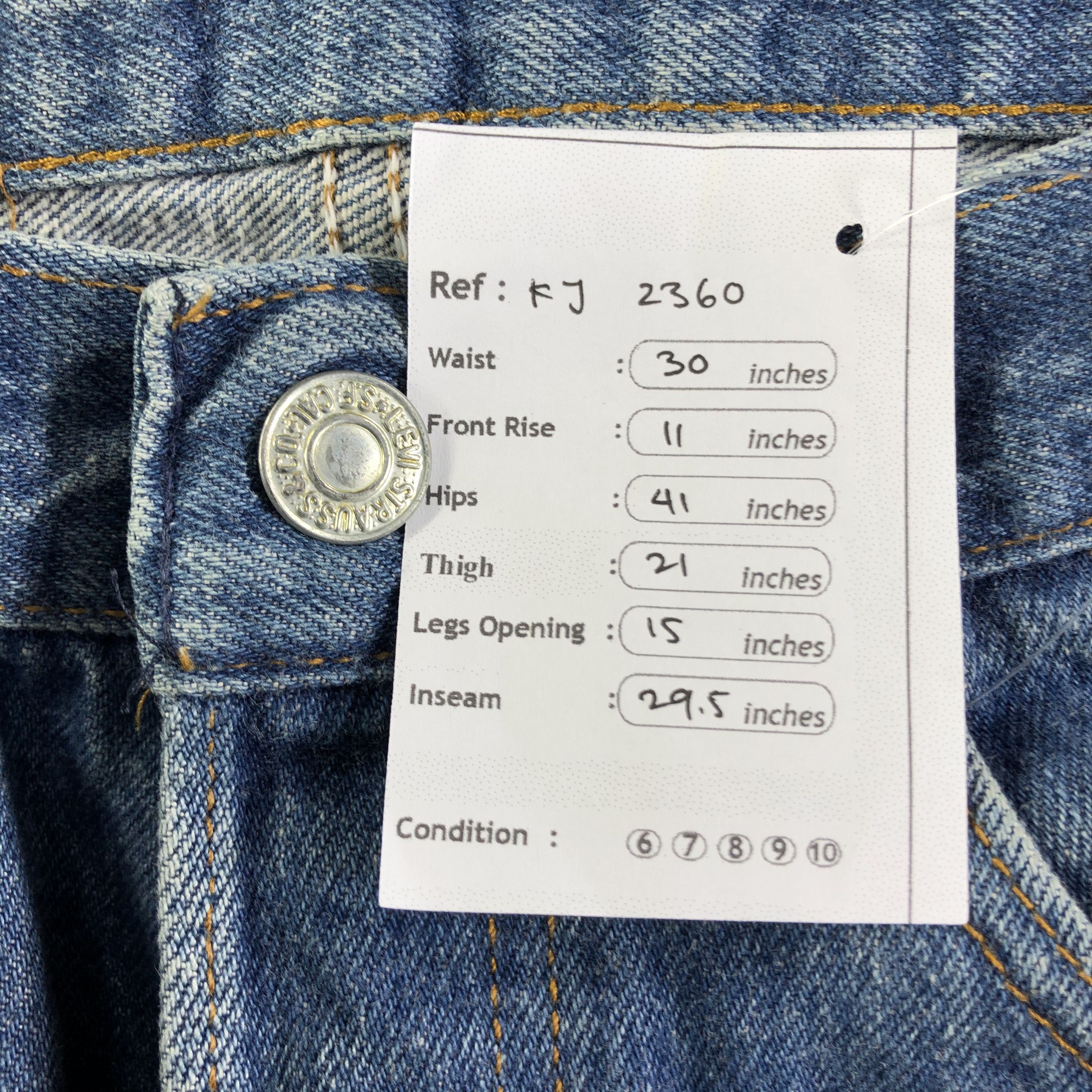 Levi's Vintage 80s Levis 501 Jeans Blue Wash Denim KJ2360 Size US 30 / EU 46 - 12 Thumbnail