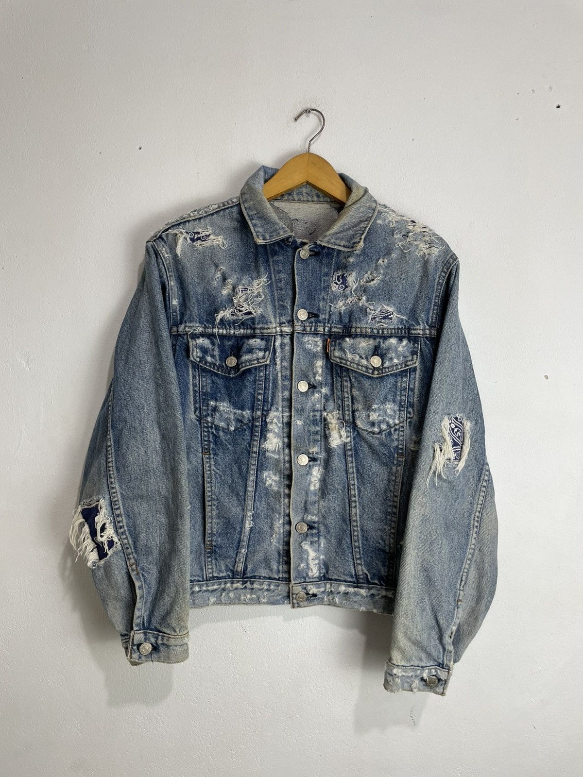 Levi's Vintage Distressed Levis Patchwork Trucker Jacket orange tab Size US M / EU 48-50 / 2 - 1 Thumbnail