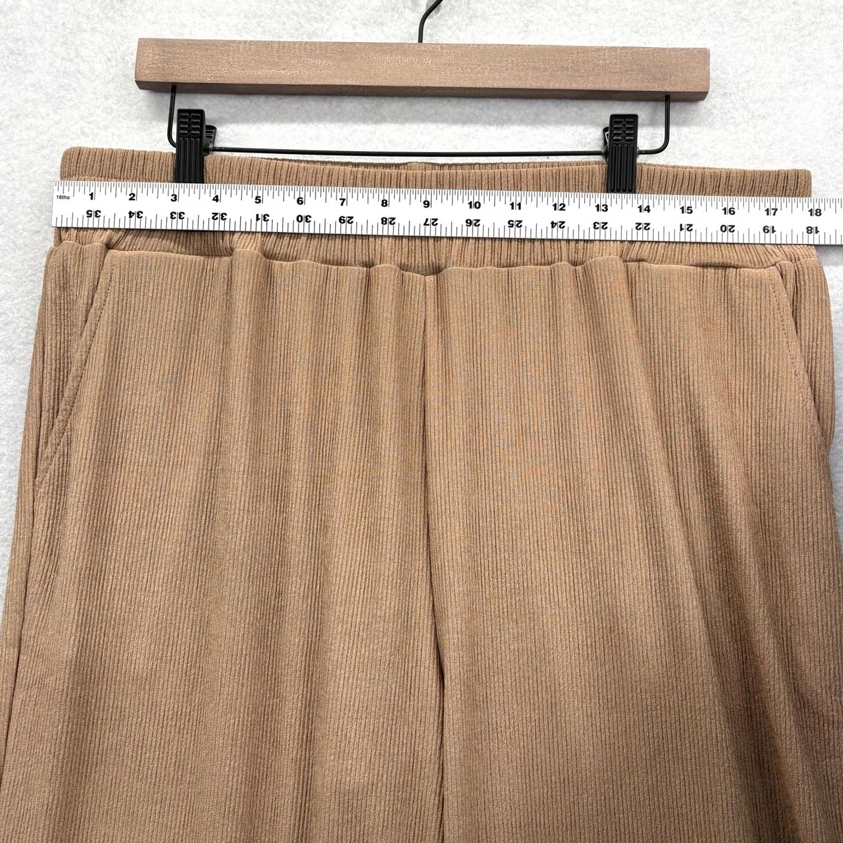 Vintage Christopher & Banks Knit Dress Pants Womens L Brown Elastic Waist Pockets Pull On Flat Front Solid 29in Inseam Stretch Casual Size 36" / US 14 / IT 50 - 7 Thumbnail