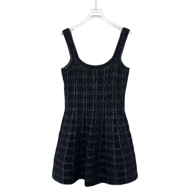 Gucci Gucci 24 black fine glitter plaid wool suspender sleeveless Size S / US 4 / IT 40 - 2 Thumbnail