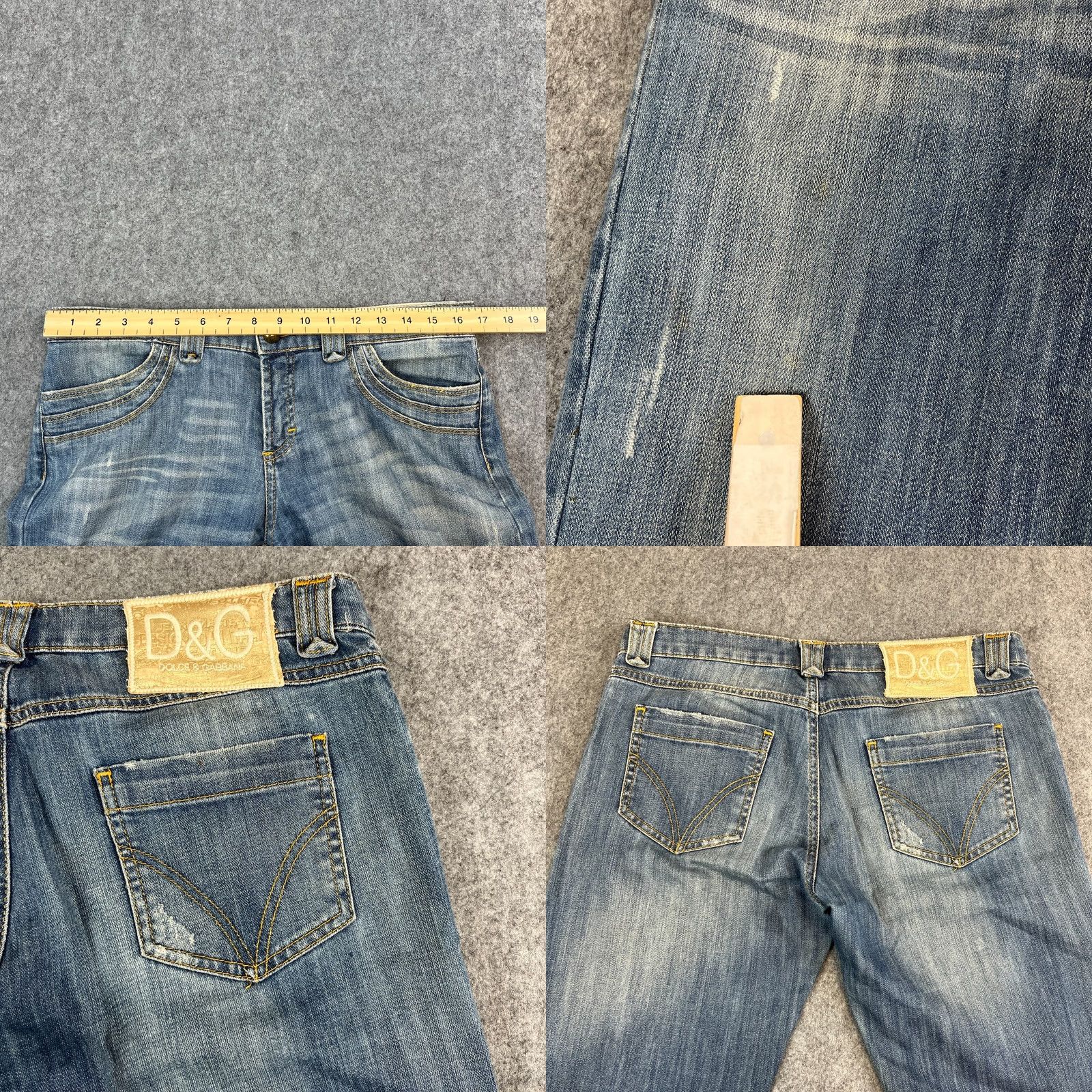 Dolce & Gabbana VINTAGE Dolce&Gabbana Jeans 34 30 UK 14 Whiskers Mid Wash Blue Fray Hem Size 36" / US 14 / IT 50 - 8 Thumbnail