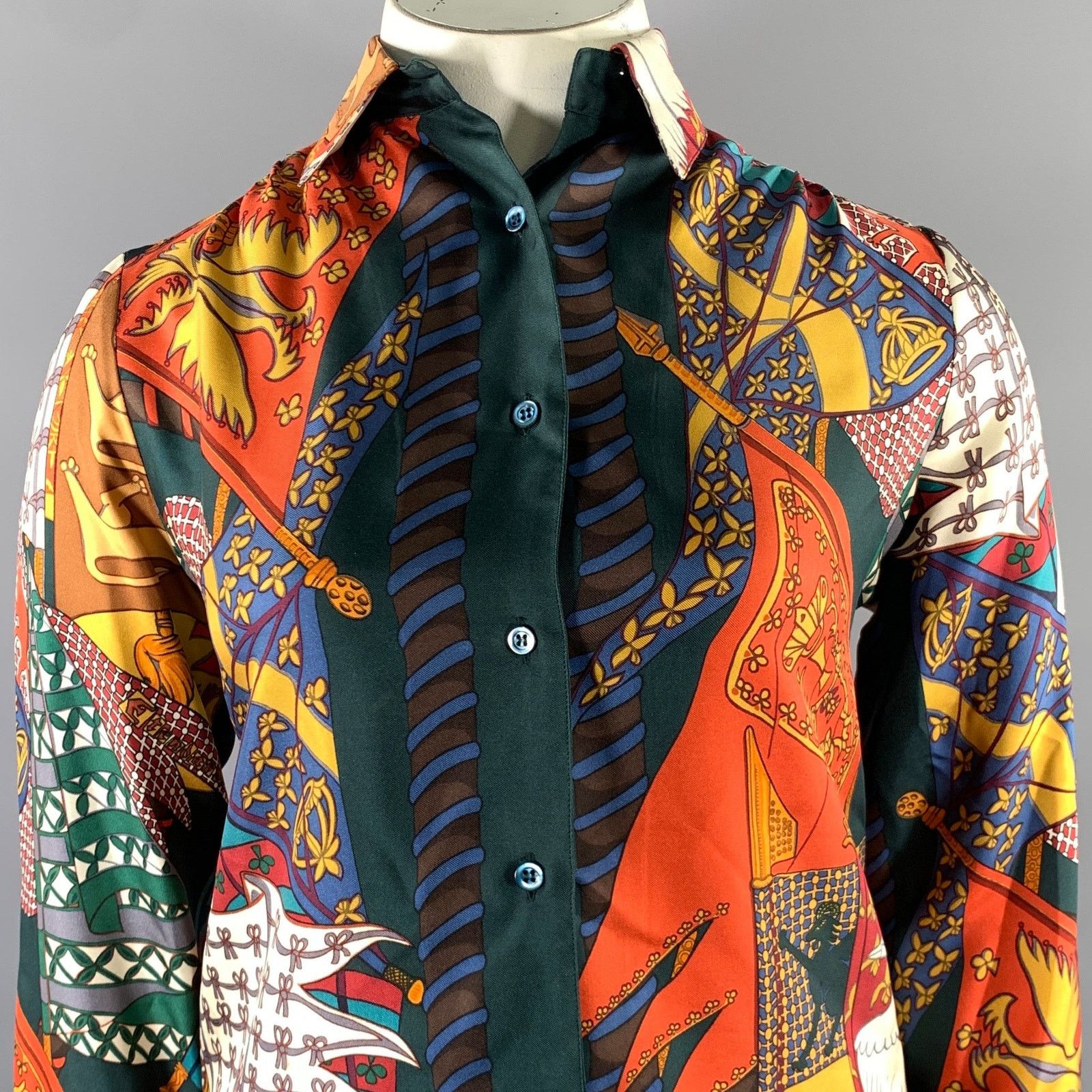 Hermes HERMES Size 8 Multi-Color Silk Long Sleeve Shirt Size M / US 6-8 / IT 42-44 - 2 Thumbnail