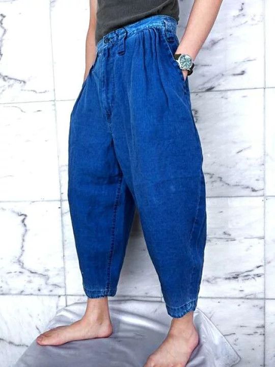 Porter Classic PORTER CLASSIC indigo linen wide bebop pants Size US 33 - 10 Thumbnail