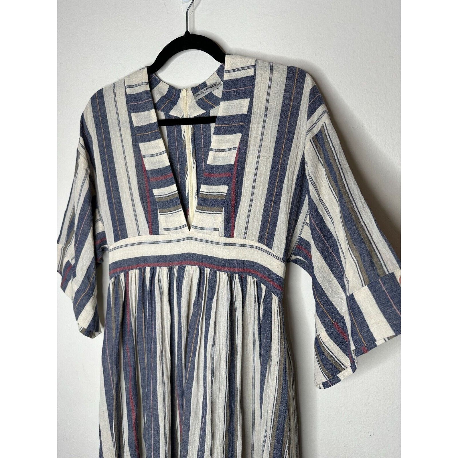 Other Three Graces London Ferrer Stripe Short Sleeve VNeck Dress Size L / US 10 / IT 46 - 5 Thumbnail
