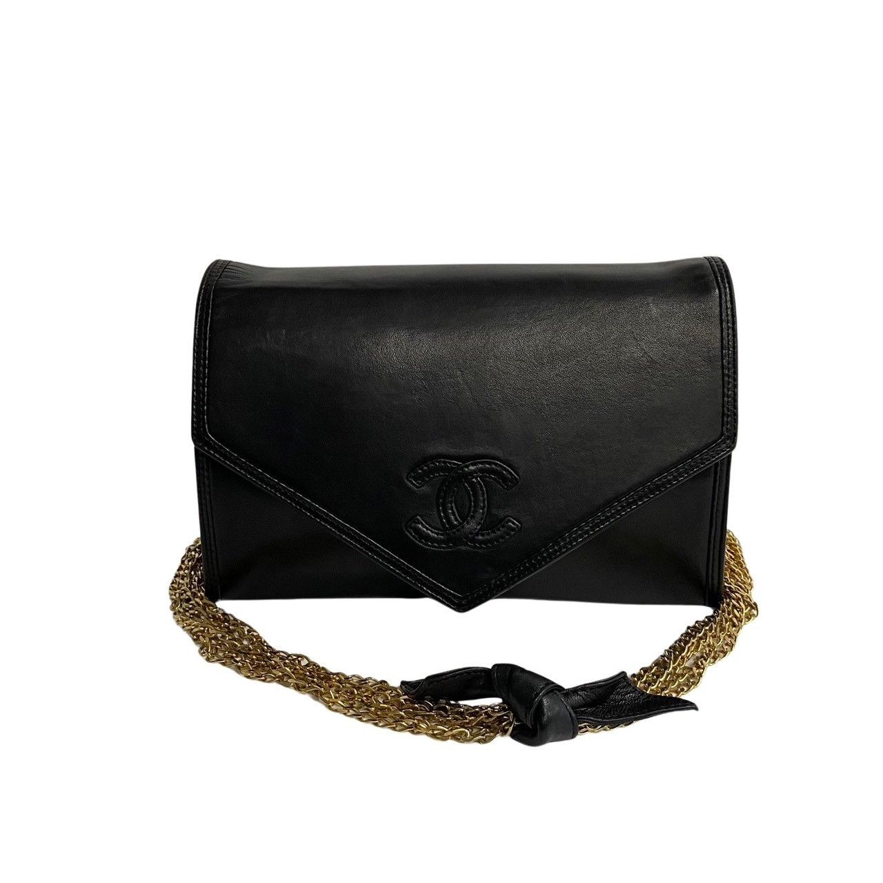 image of Chanel Coco Mark Lambskin Leather Chain Mini Shoulder Bag Black, Women's