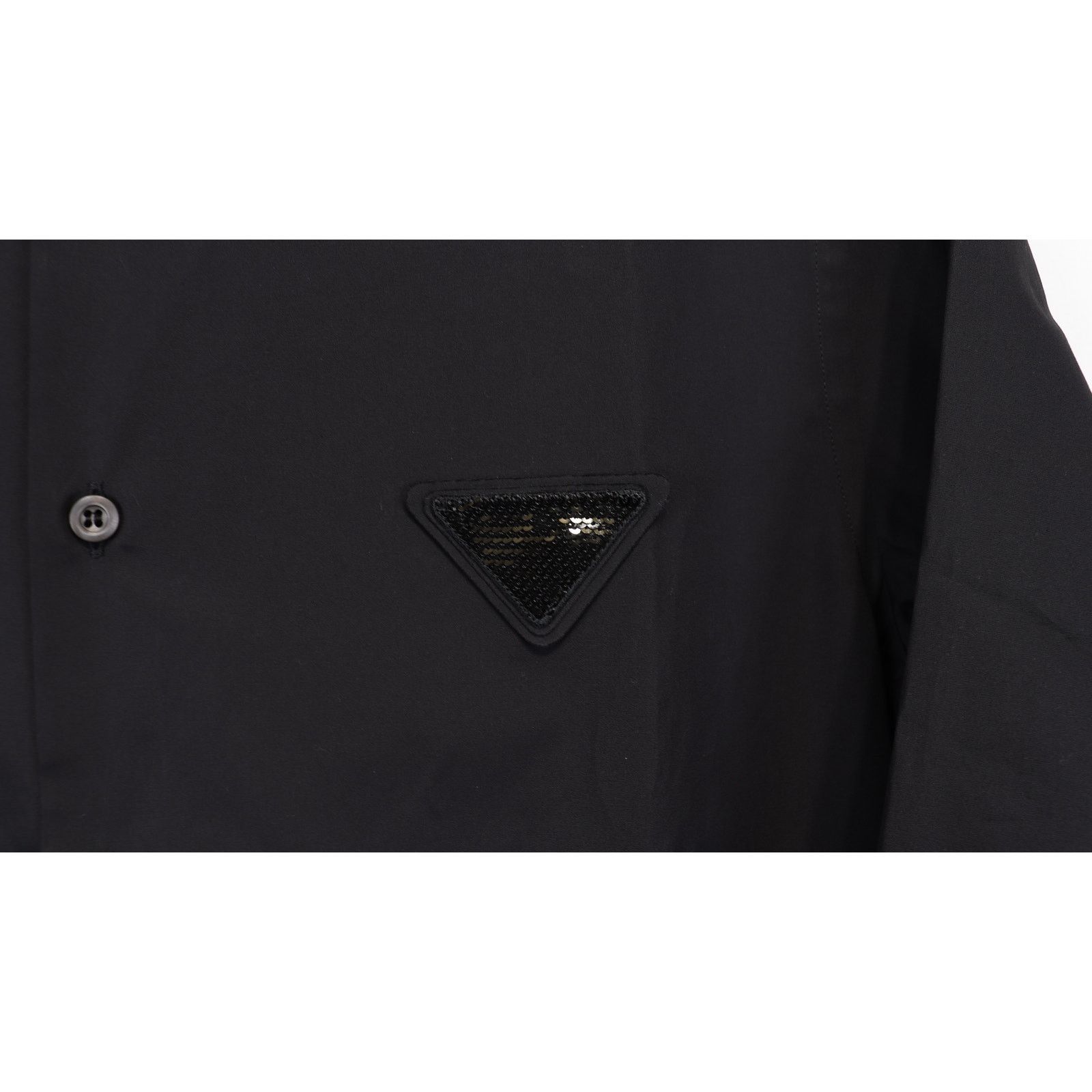 Prada o1rshd1 Popeline Cotton Shirt with Sequined Collar in Black Size US M / EU 48-50 / 2 - 5 Thumbnail