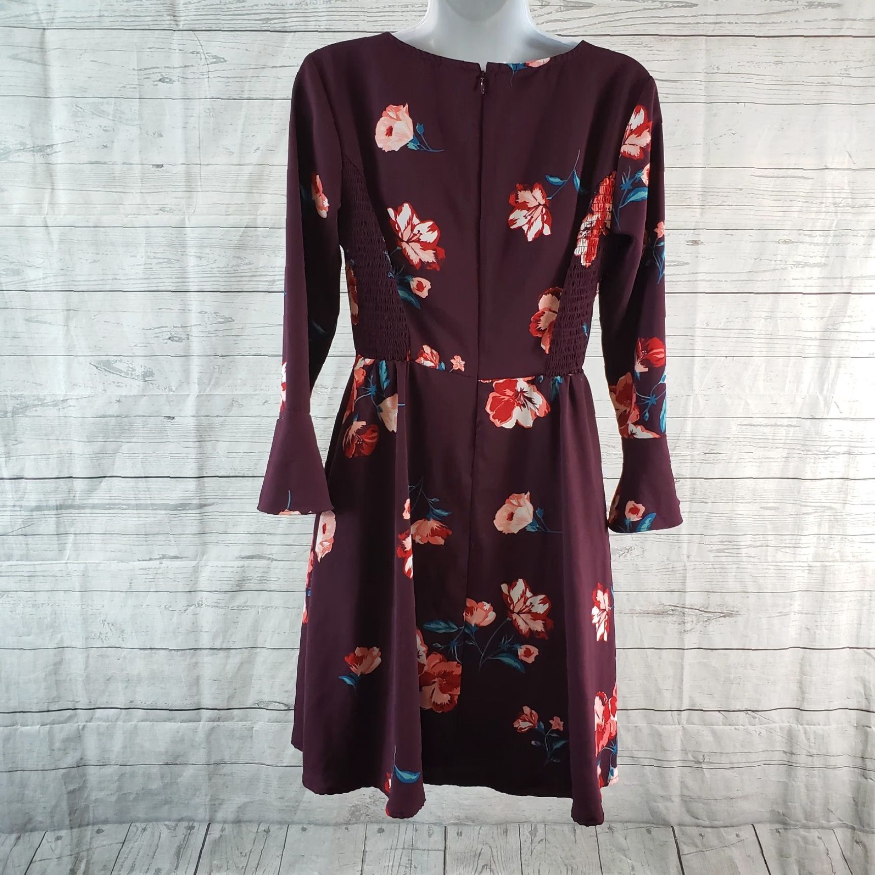 Old Navy Old Navy Womens Dress Short Red Floral Long Sleeve Sz S Casual Fit & Flare Womens Size S / US 4 / IT 40 - 4 Thumbnail