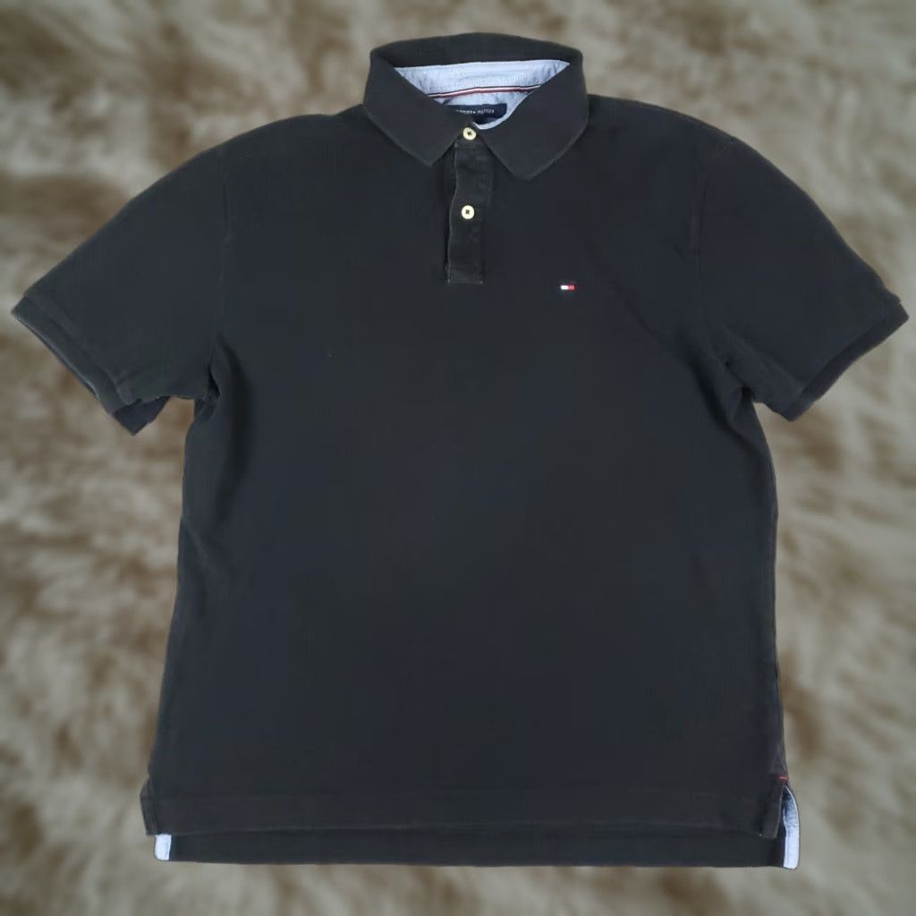 Tommy Hilfiger Tommy Hilfiger Polo Shirt Mens Medium Black Solid Short Sleeve Casual Activewear Size US M / EU 48-50 / 2 - 1 Thumbnail