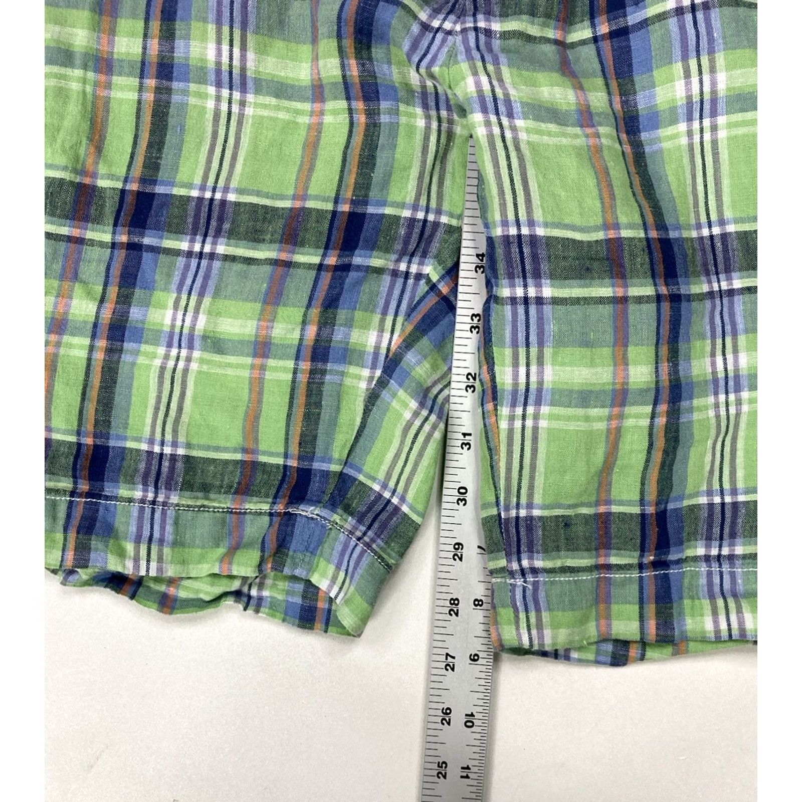 Polo Ralph Lauren VINTAGE Polo Ralph Lauren Shorts Men Slim GI Fit 40 Tall Plaid Linen Blue Green 5-Pocket Chino Casual Size US L / EU 52-54 / 3 - 8 Thumbnail