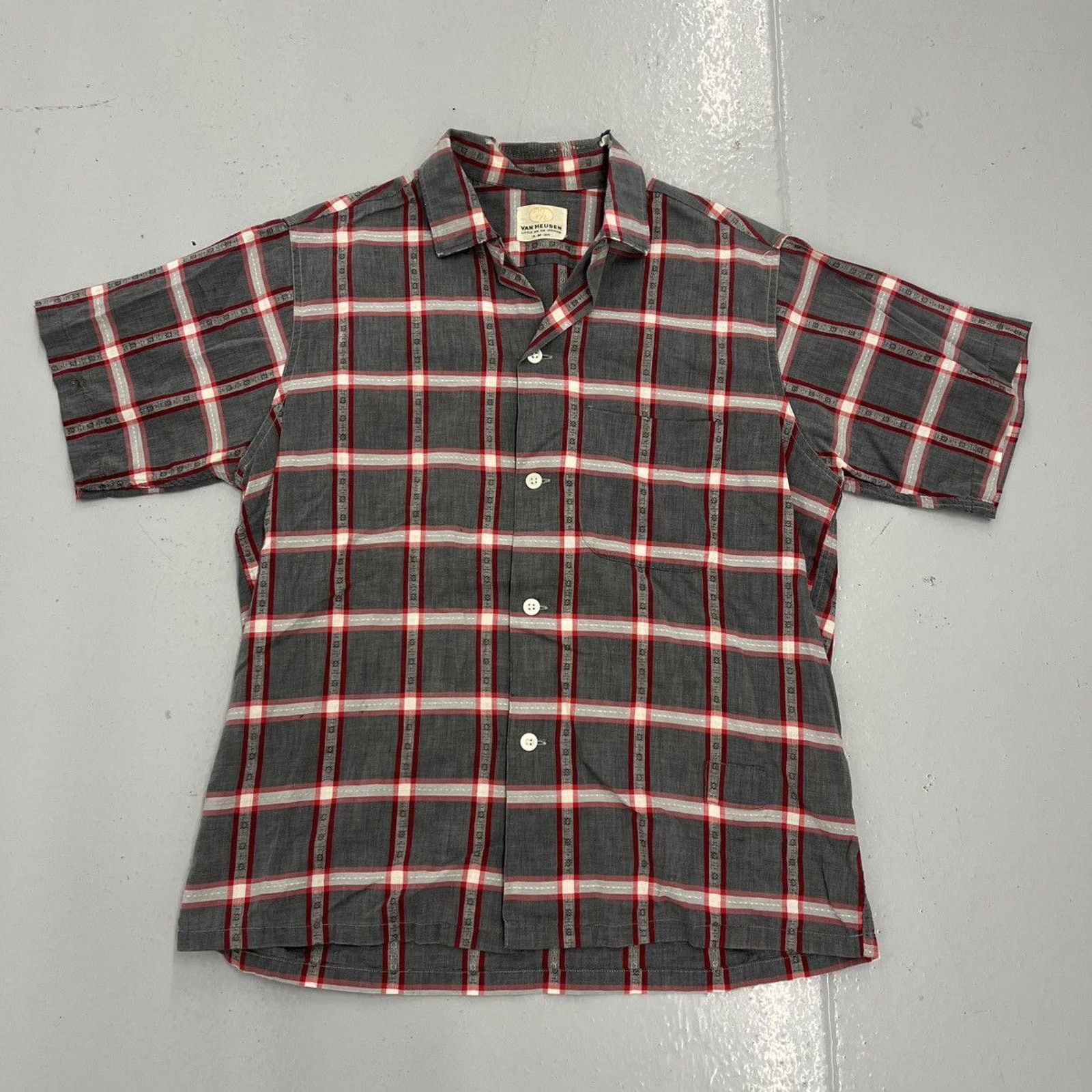 Other Vintage 60s Van Heusen Grey Pattern Cotton Loop Collar Size US M / EU 48-50 / 2 - 1 Thumbnail
