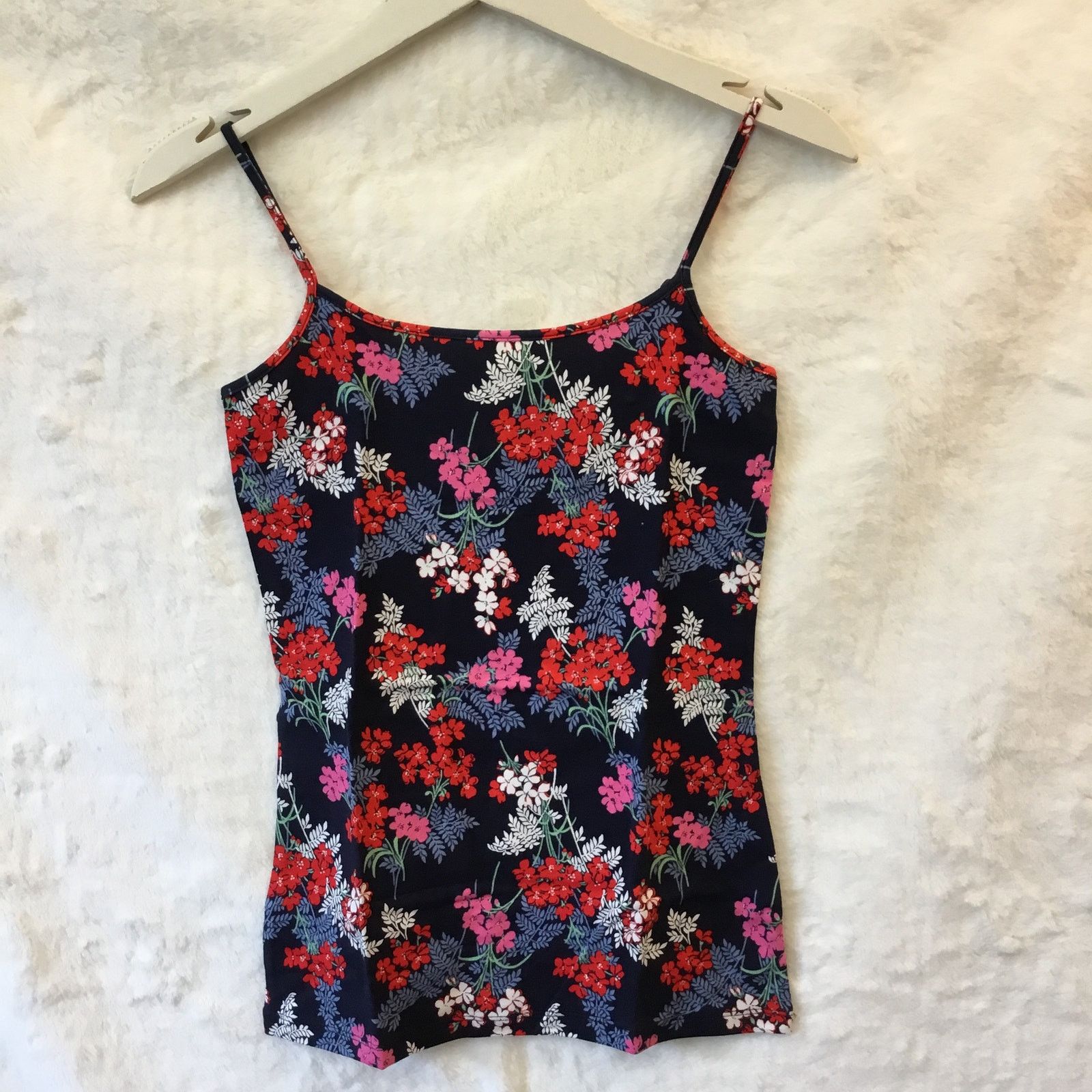 Loft LOFT Blue & Red Floral Scoop Neck Cami Size XS / US 0-2 / IT 36-38 - 5 Thumbnail