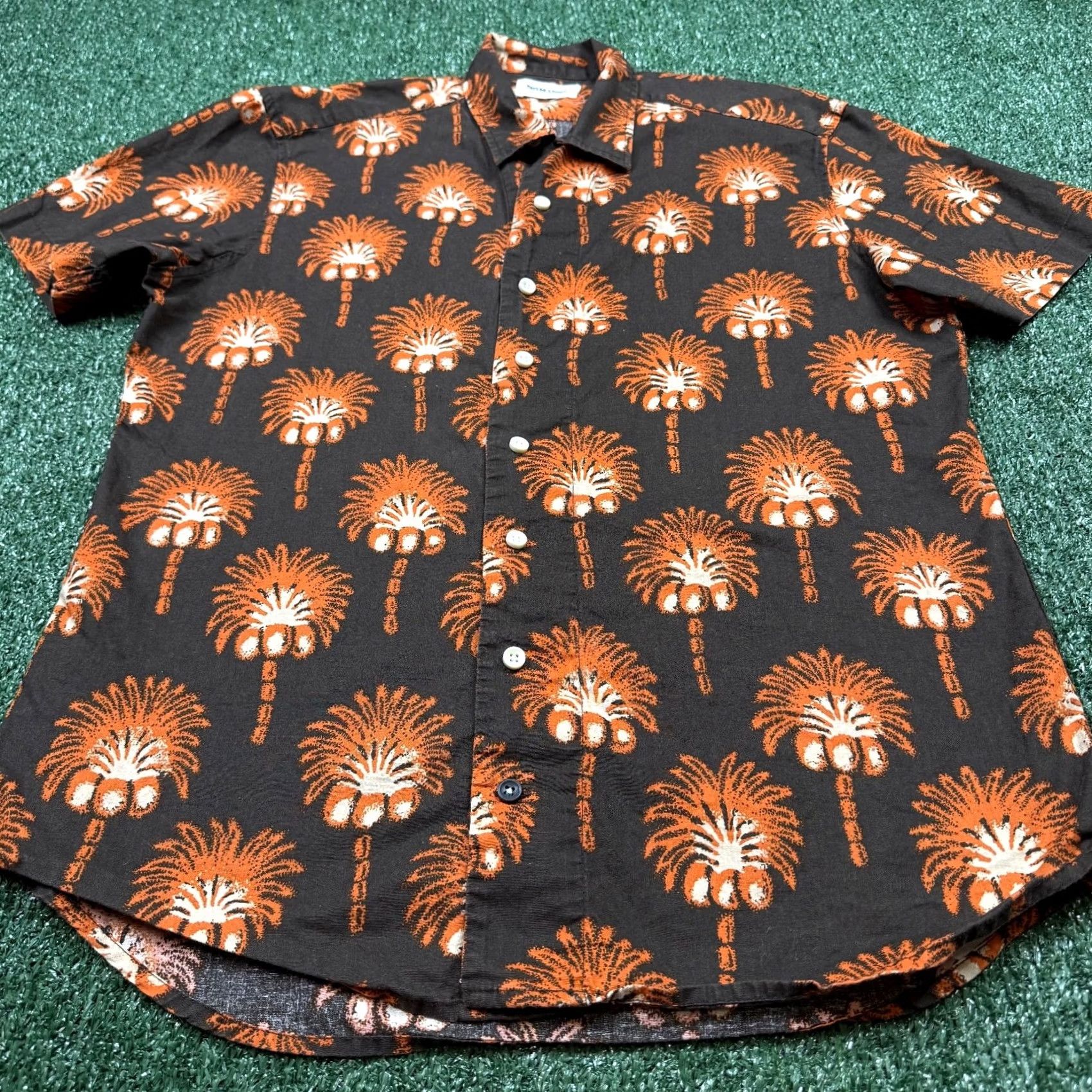 Taylor Stitch Taylor Stitch Hawthorne Mirage Palm Linen Short Sleeve Button Up Men’s 40 Orange Geometric Multicolor 40s Button-Up Collared Casual Size US 40 / EU 56 - 3 Thumbnail