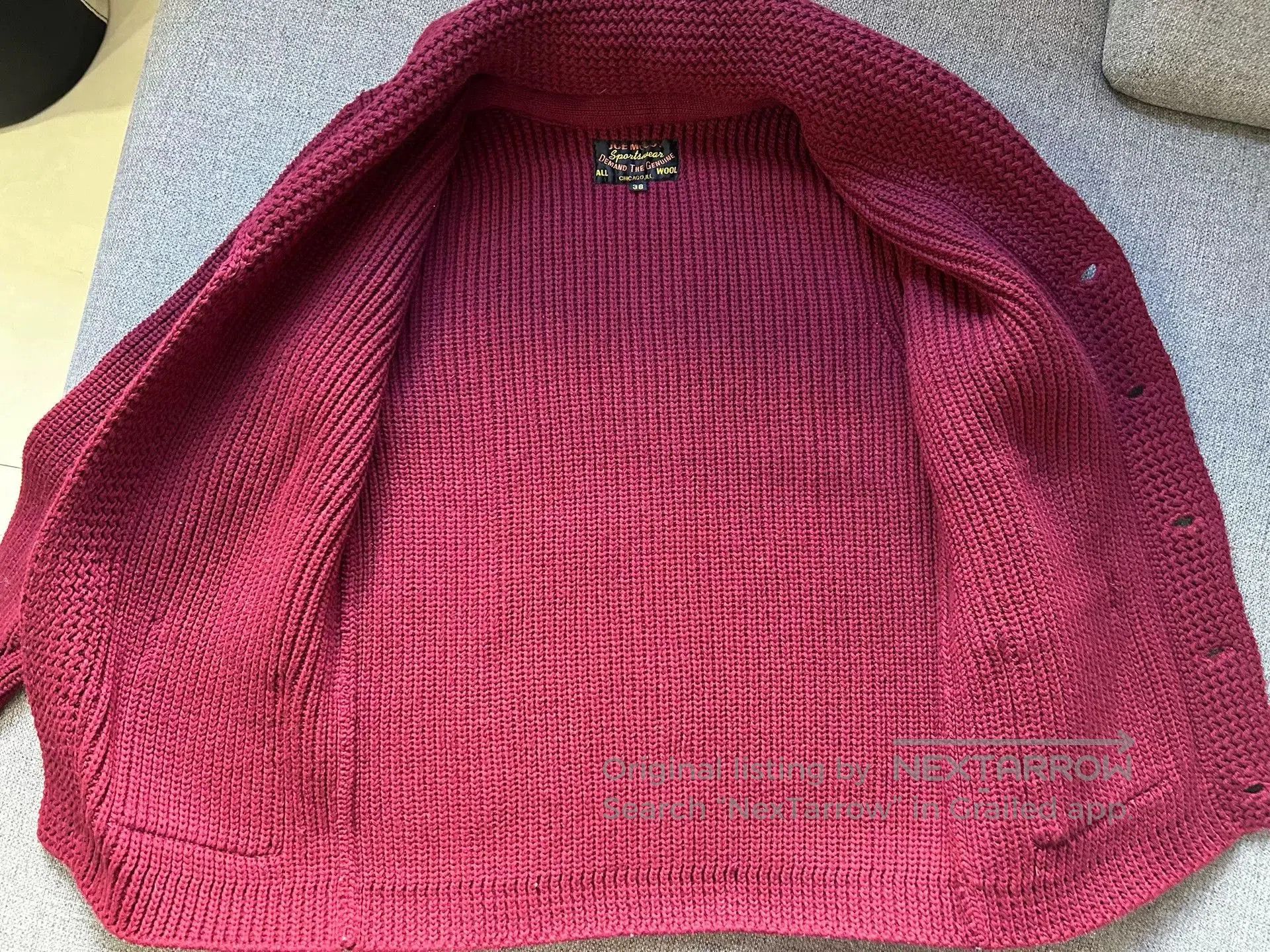The Real McCoy's Joe McCoy Wool Sweater in Burgundy. Size US M / EU 48-50 / 2 - 5 Thumbnail