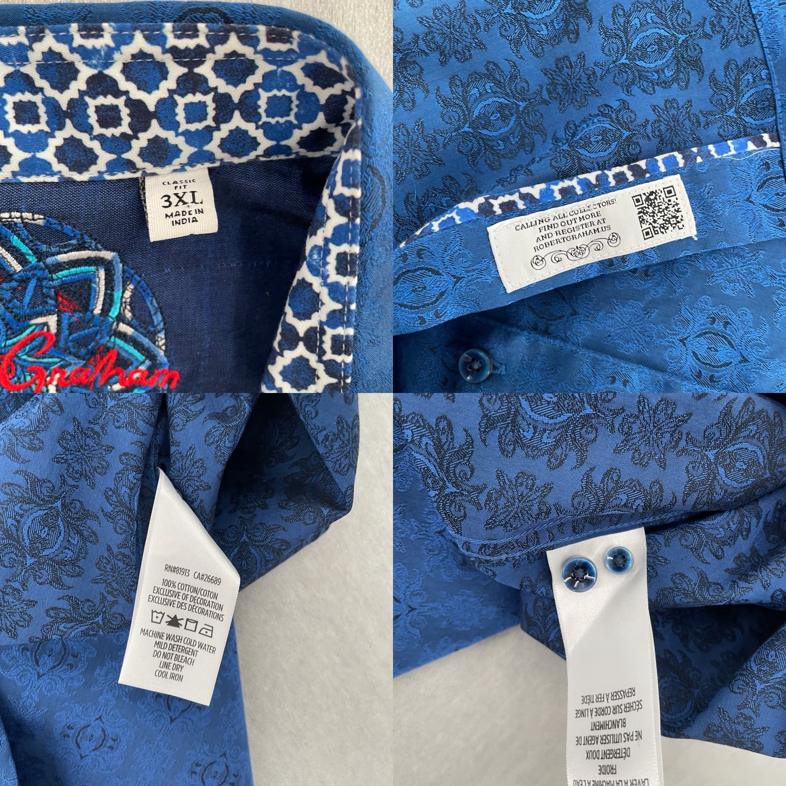 Robert Graham VINTAGE Robert Graham Shirt Men Long Sleeve Button-Up Collared Paisley Blue 3XL Size US XXL / EU 58 / 5 - 8 Thumbnail