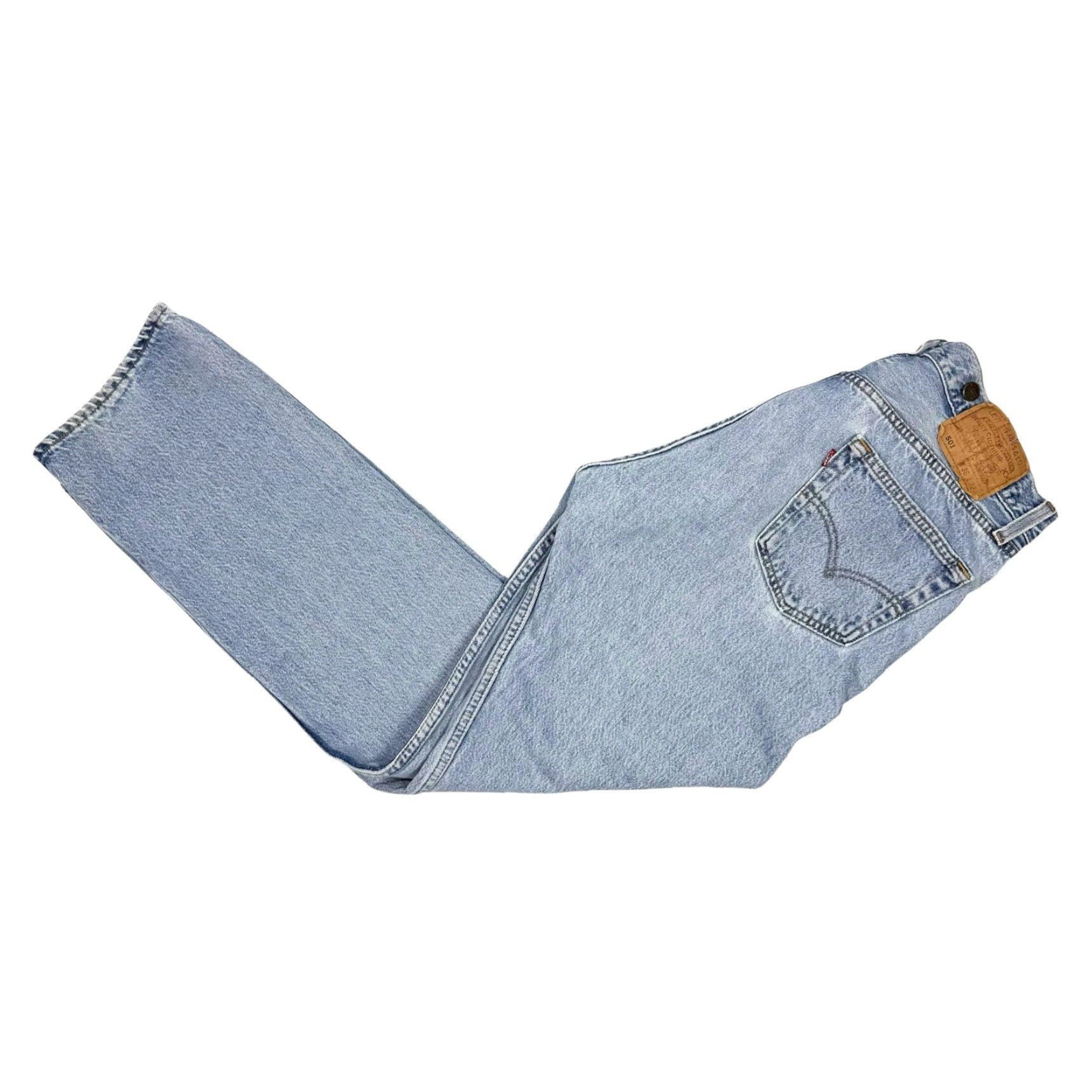 Levi's VINTAGE Levi’s 501 Jeans Denim Denim Light Wash 501 Series USA 36 X 32 Men Regular Blue 5-Pocket Button Closure Logo Accessories Size US 36 / EU 52 - 2 Thumbnail