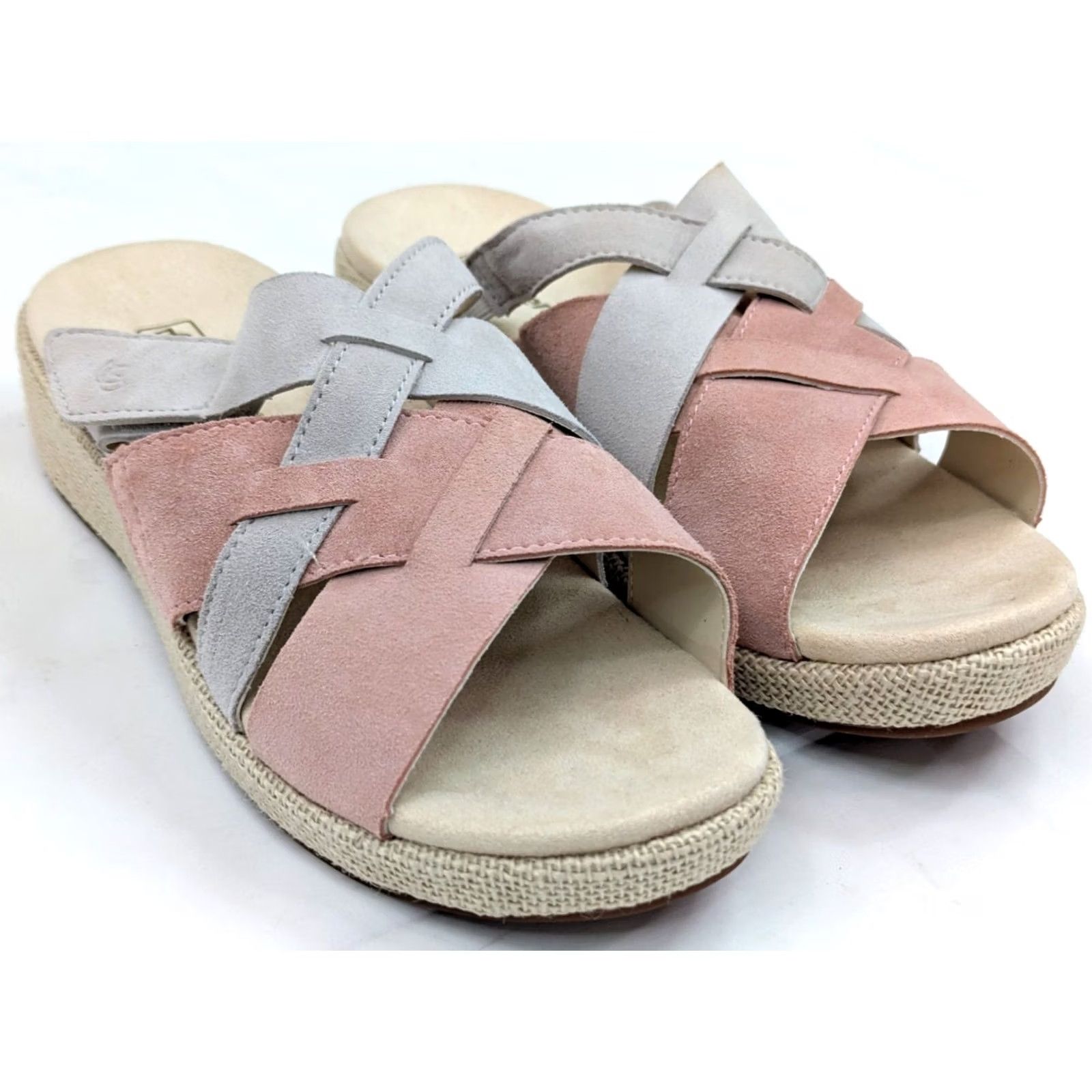 Vintage Spenco Suede Leather Strappy Wedge Orthotic Sandal Women 10 Pink Cream Gray NEW Size US 10 / IT 40 - 3 Thumbnail