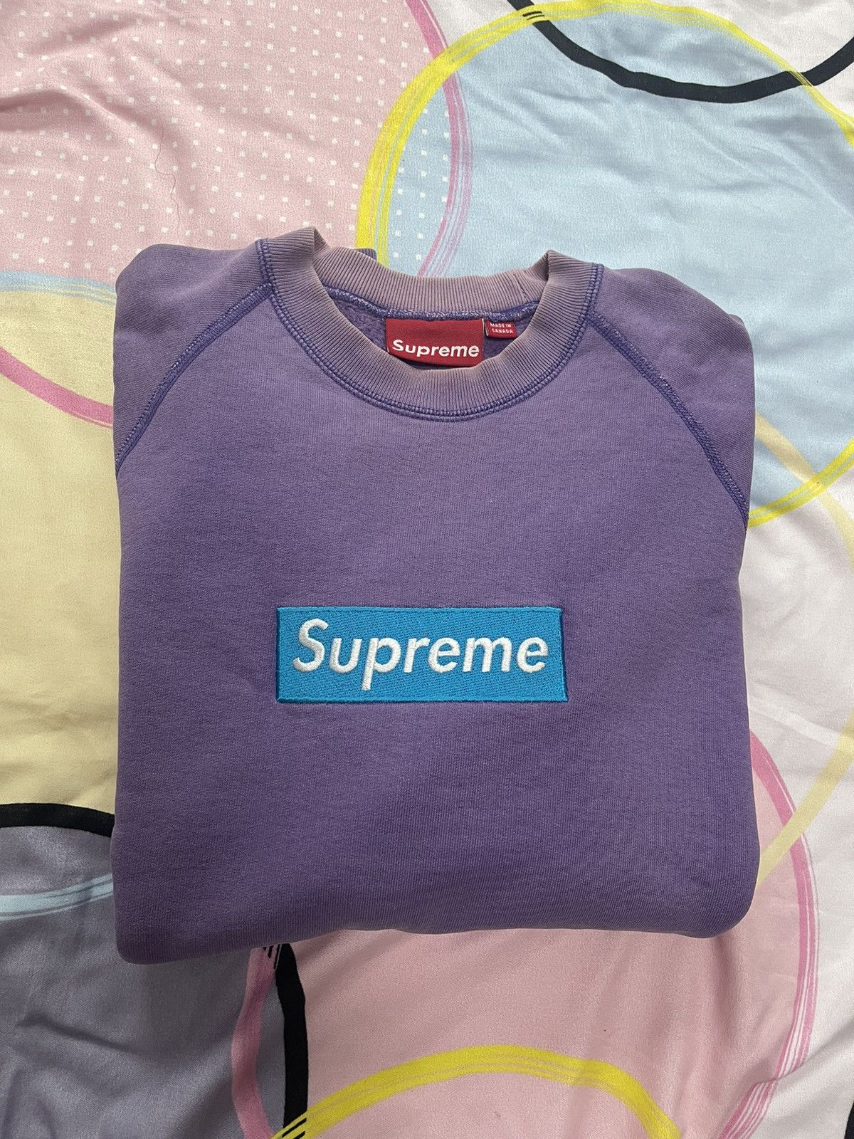 Supreme Supreme 2005 teal on purple box logo crewneck Size US M / EU 48-50 / 2 - 3 Thumbnail