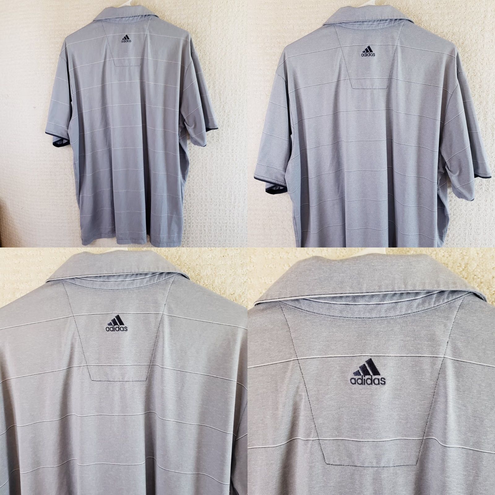 Adidas Adidas Climalite Golf Polo Shirt Mens XL Gray Striped Short Sleeve Collared QB Quick Dry Breathable Moisture Wicking Performance Polo Size US XL / EU 56 / 4 - 8 Thumbnail