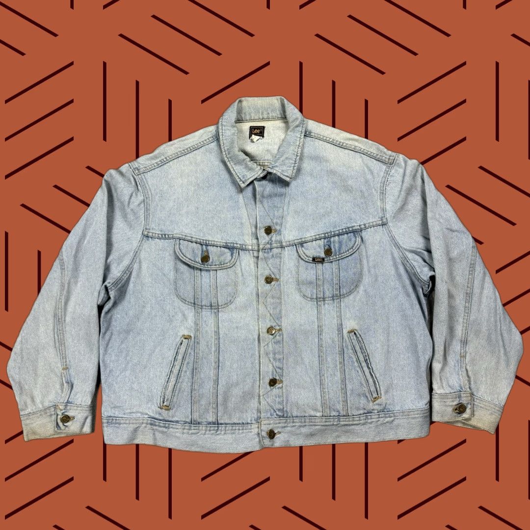 Lee VINTAGE Lee Mr Trucker Denim Jacket 2XL Blue Cowboy Biker 70s Mens Size US 39 - 1 Thumbnail