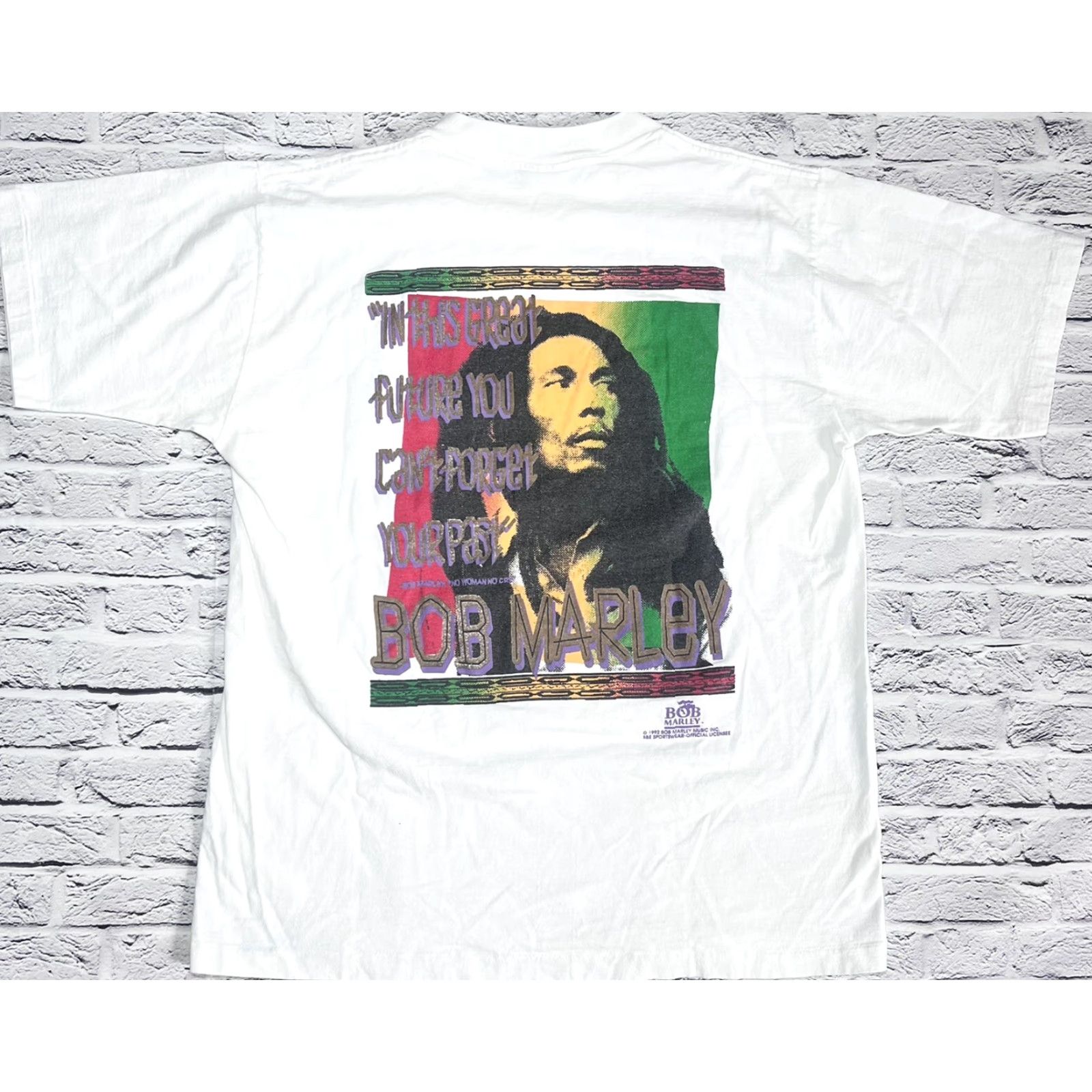 Vintage VINTAGE Balzout Bob Marley No Woman No Cry Quote Tshirt L USA Shirt Men L Yellow 1992 Size US L / EU 52-54 / 3 - 2 Thumbnail
