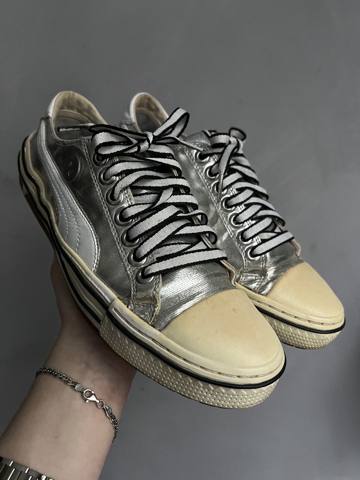 Puma Puma x Mihara Yasuhiro MY-41 2000s Metallic Silver Shoes Y2K Size US 7 / IT 37 - 1 Thumbnail