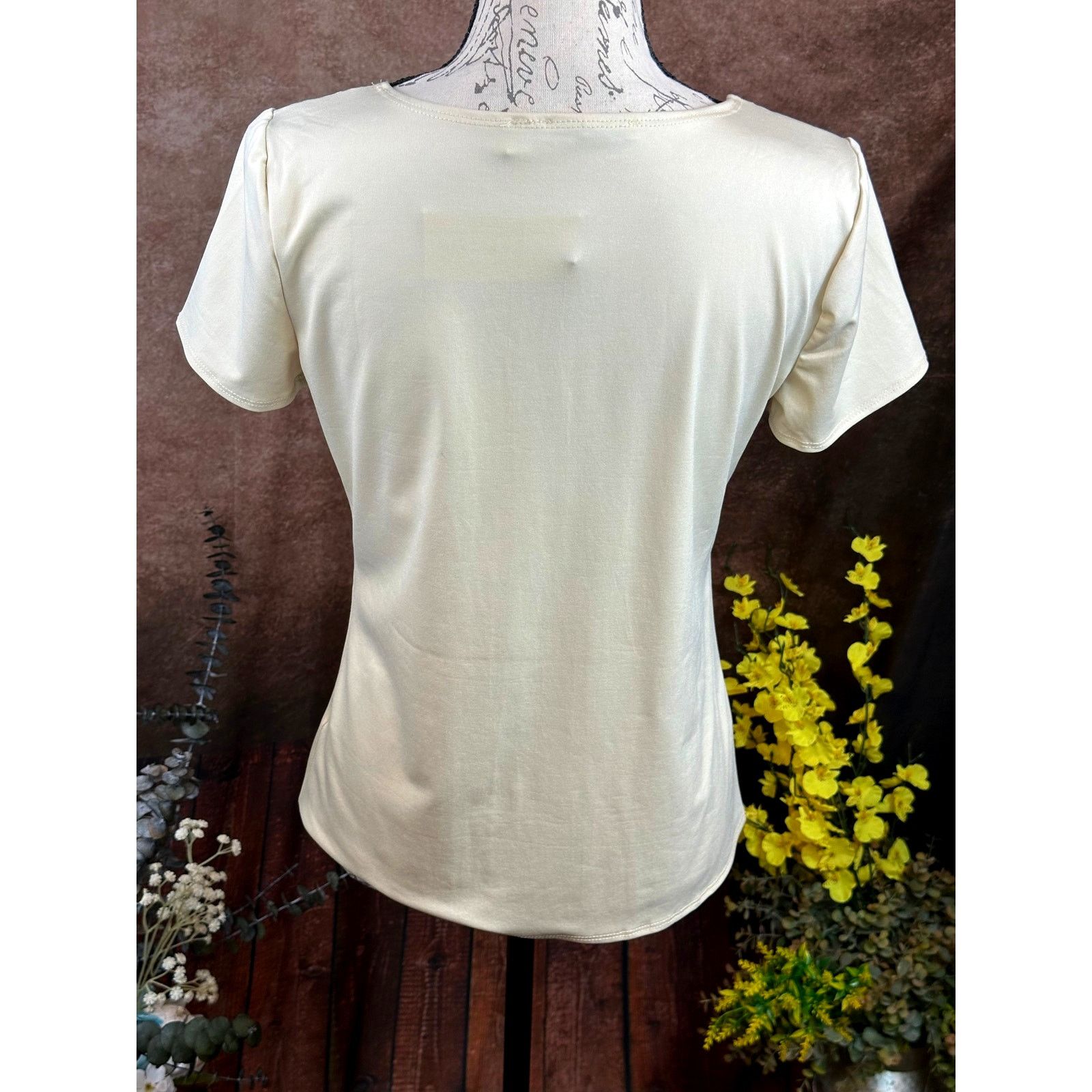 Other Scoop Neck Short Sleeve Pullover Notations Blouse Tan S Size S / US 4 / IT 40 - 7 Thumbnail