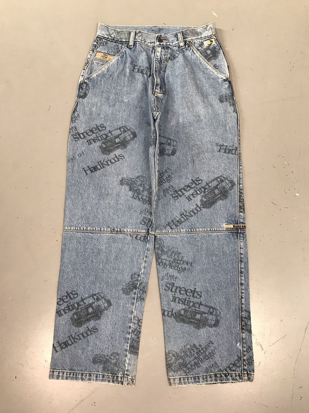 Vintage school of hard knocks printed denim