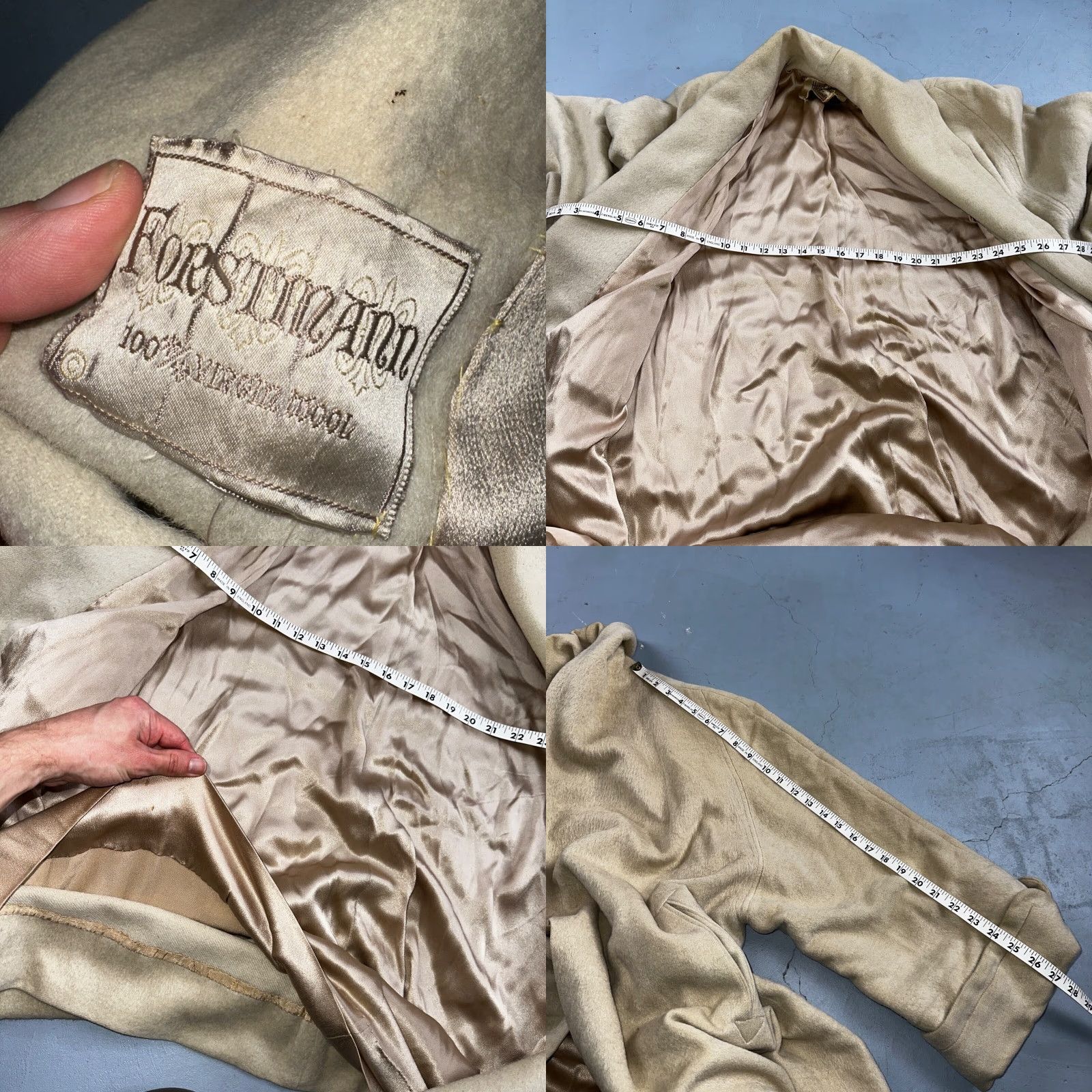Vintage VTG 60s Forstmann Beige Penny Lane Pure Wool Overcoat XL Women Fur Trim Brown Foxes 100% Wool Coat Size XL / US 12-14 / IT 48-50 - 8 Thumbnail