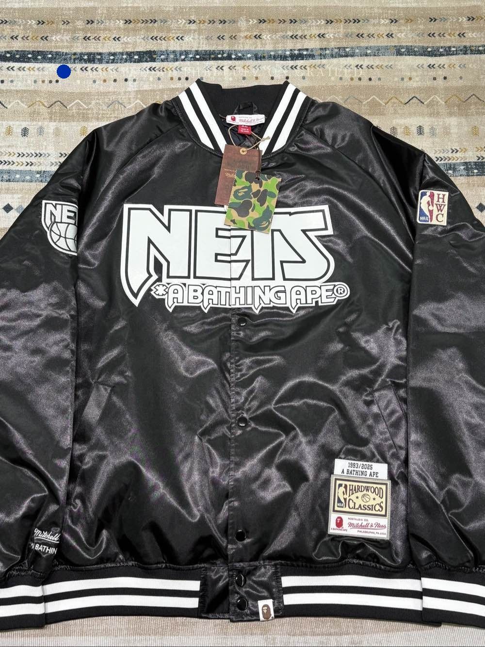 Bape Black NETS Satin Varsity Jacket - XL Size US XL / EU 56 / 4 - 1 Preview